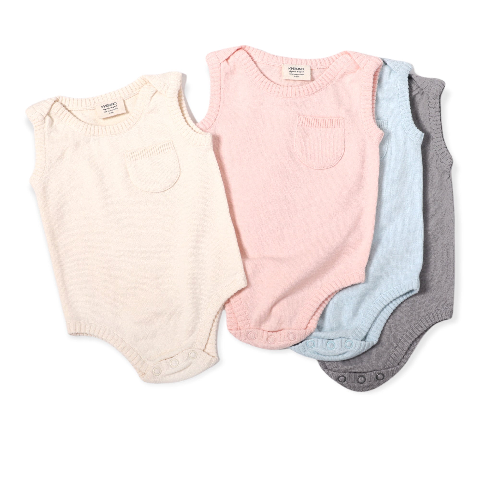 Milan Organic Knit Sleeveless Baby Bodysuit (4 Colors)