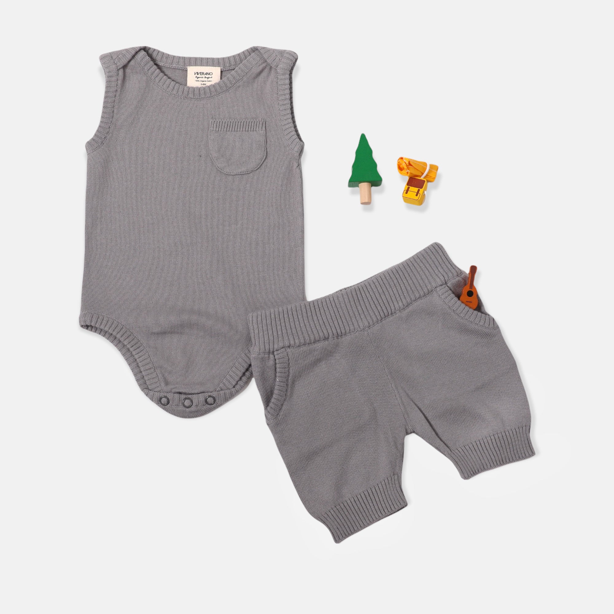 Milan Organic Knit Sleeveless Baby Bodysuit (4 Colors)