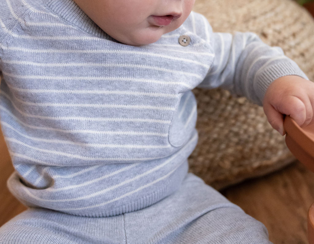 Milan Raglan Button Knit Baby Pullover Sweater (Organic Cotton) - 3 Colors