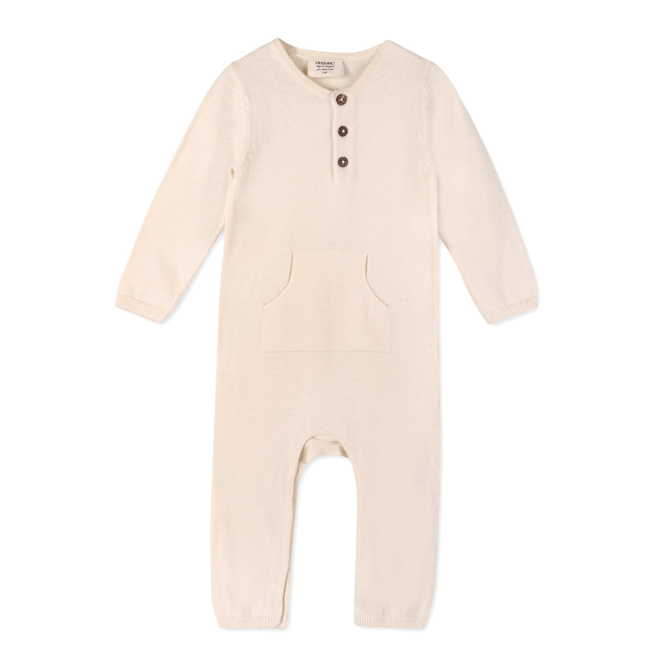 Milan Knit Kangaroo Pocket Baby Jumpsuit Coverall (3 Colors)