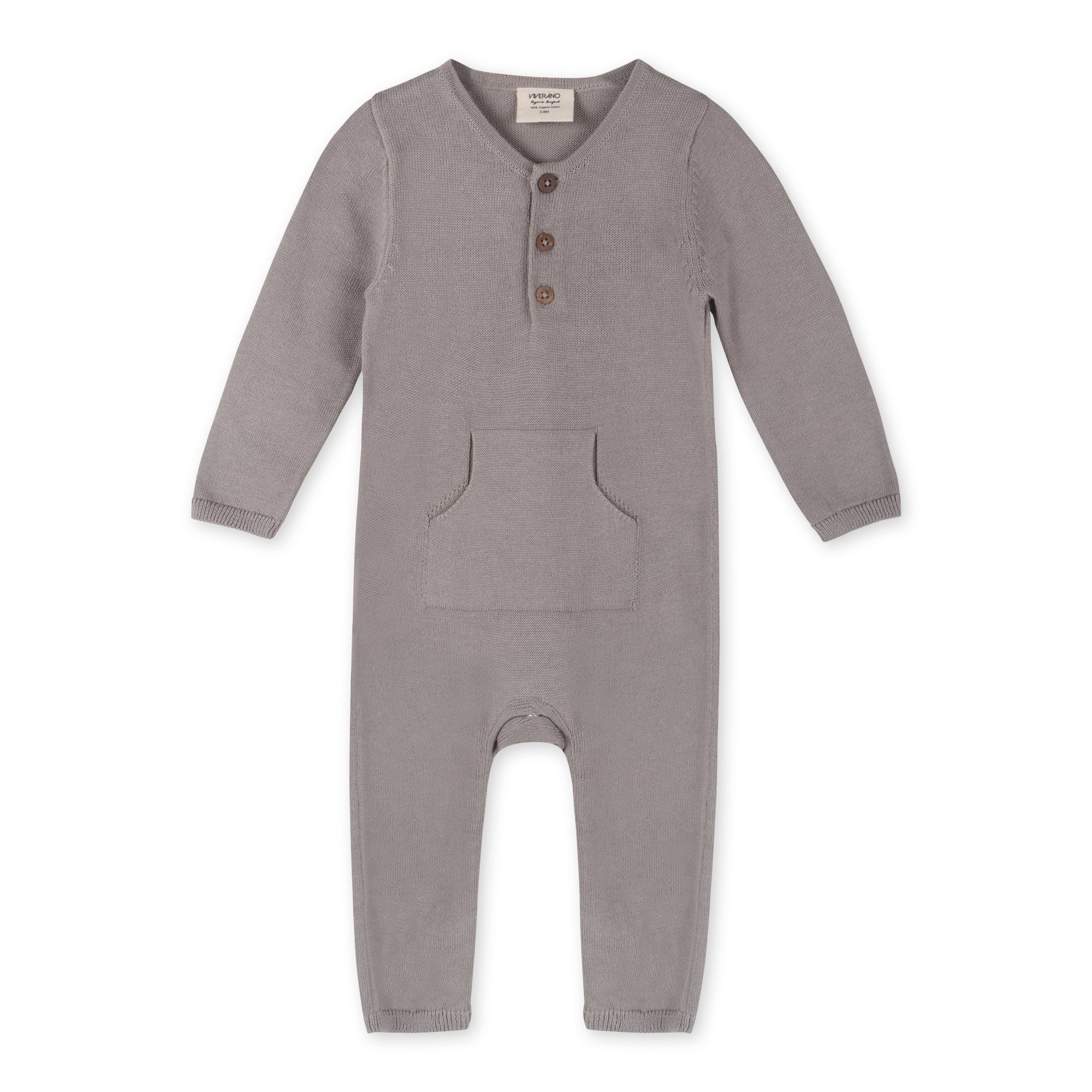 Milan Knit Kangaroo Pocket Baby Jumpsuit Coverall (3 Colors)