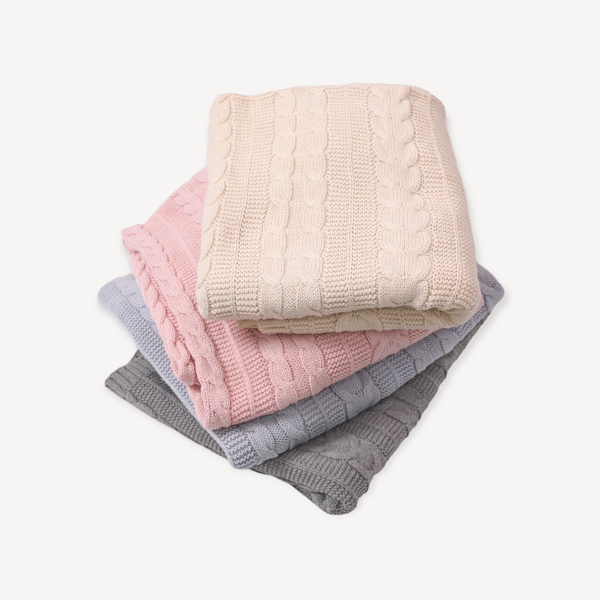 Classic Cable Sweater Knit Baby Blanket (Organic Cotton) - 4 Colors