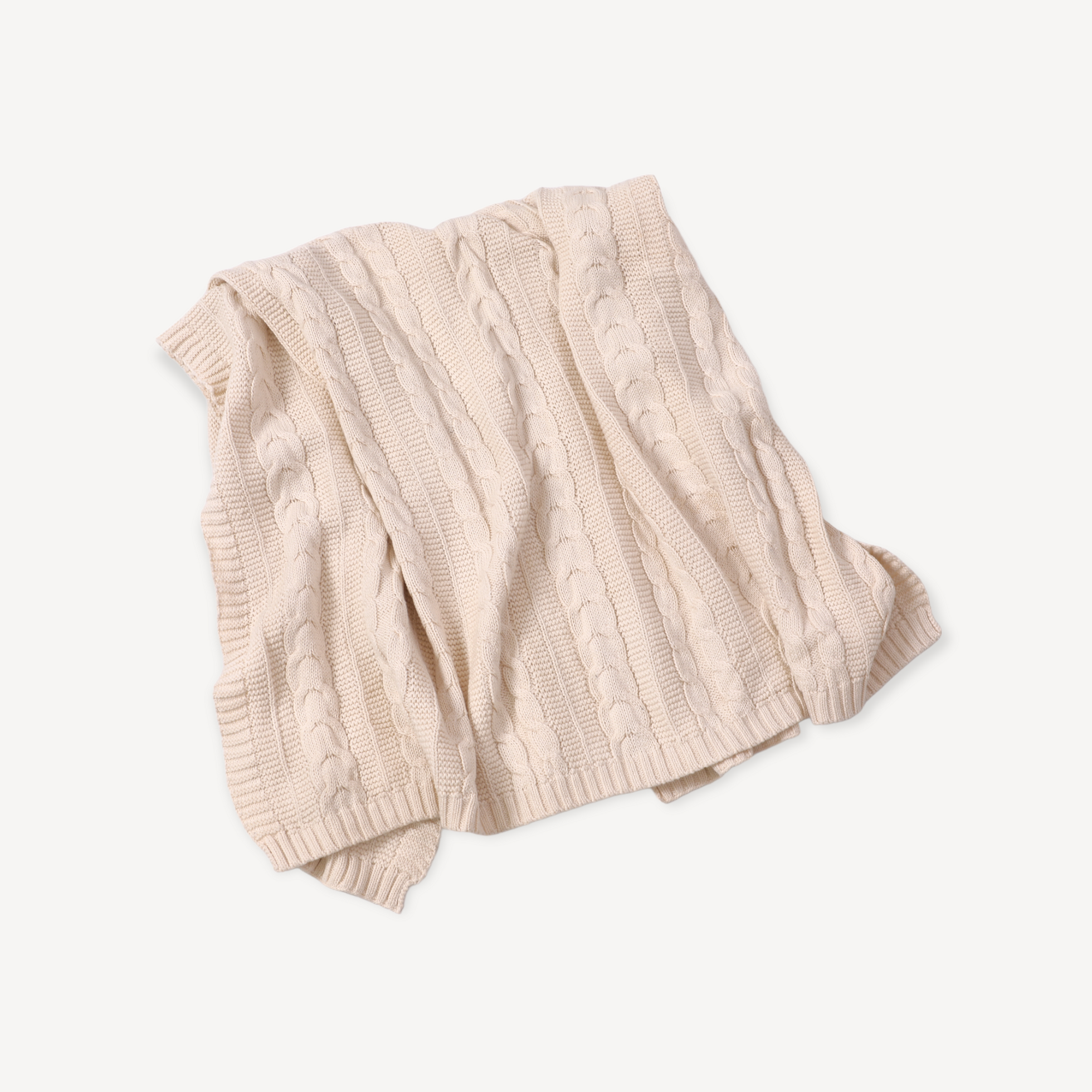 Classic Cable Sweater Knit Baby Blanket (Organic Cotton) - 4 Colors