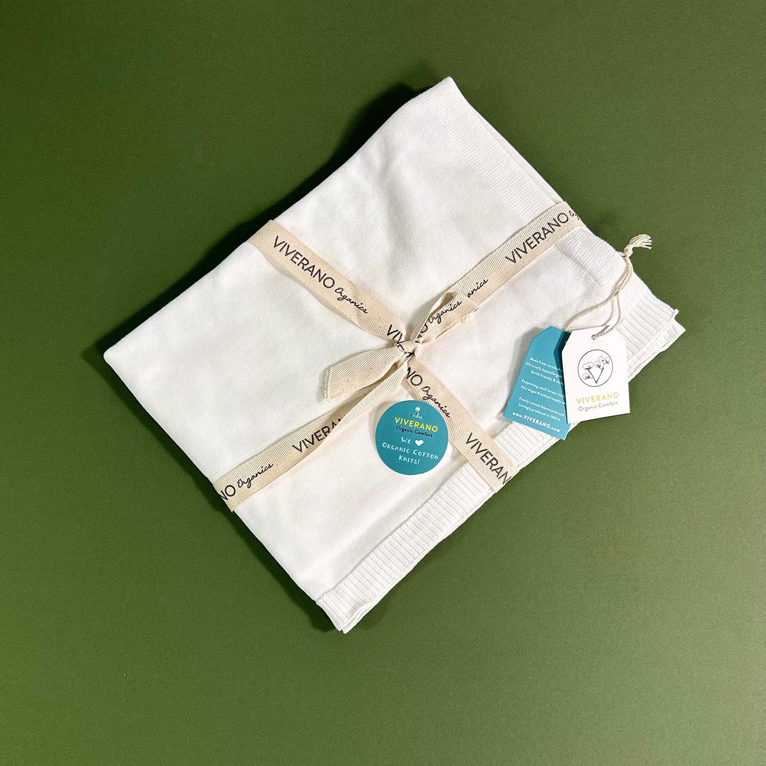 Milan Dove White Baby Blanket Sweater Knit (Organic Cotton)