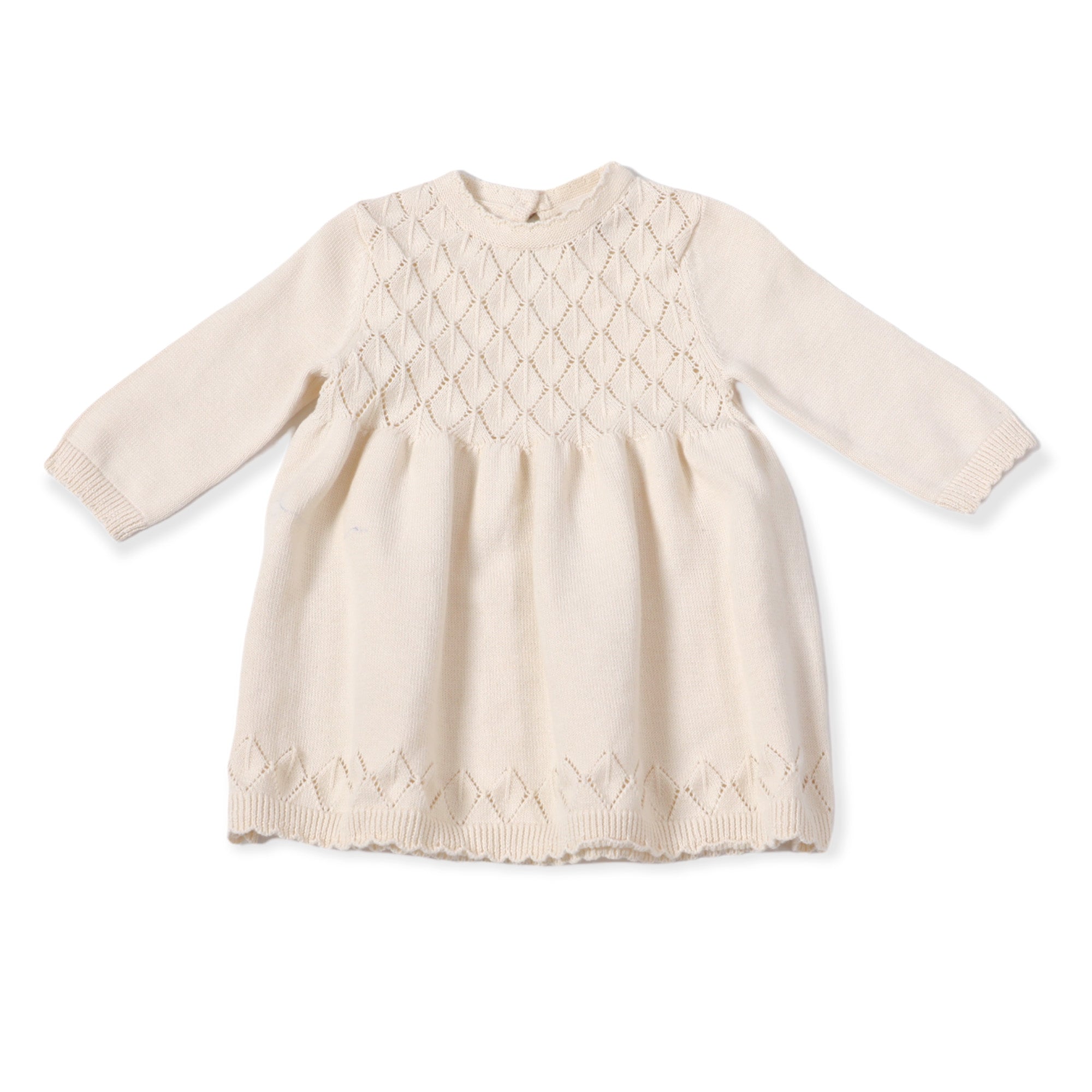 Milan Pastel Pointelle Sweater Knit Baby Dress (Organic Cotton)