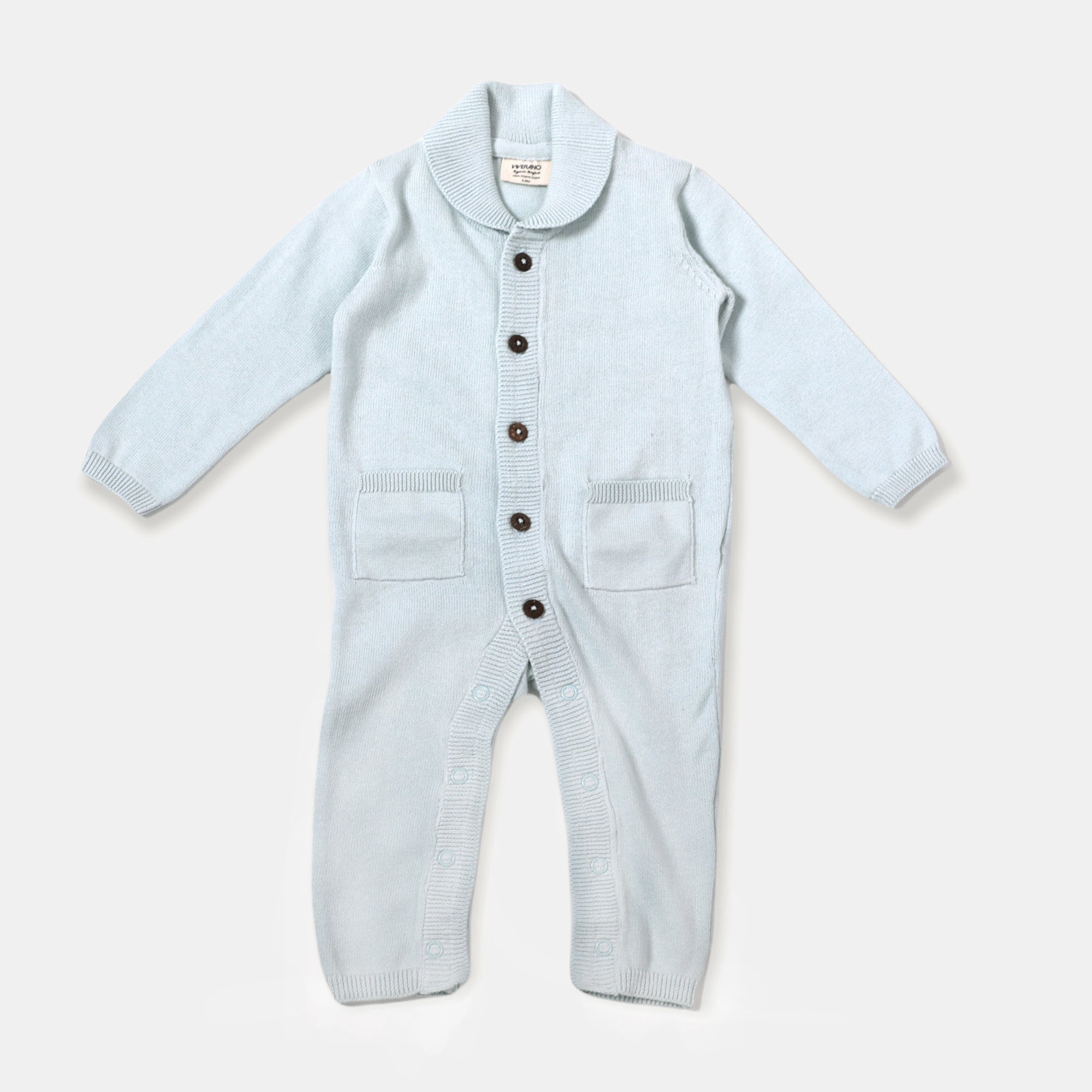 Milan Knit Shawl Collar Baby Jumpsuit Coverall (Organic)