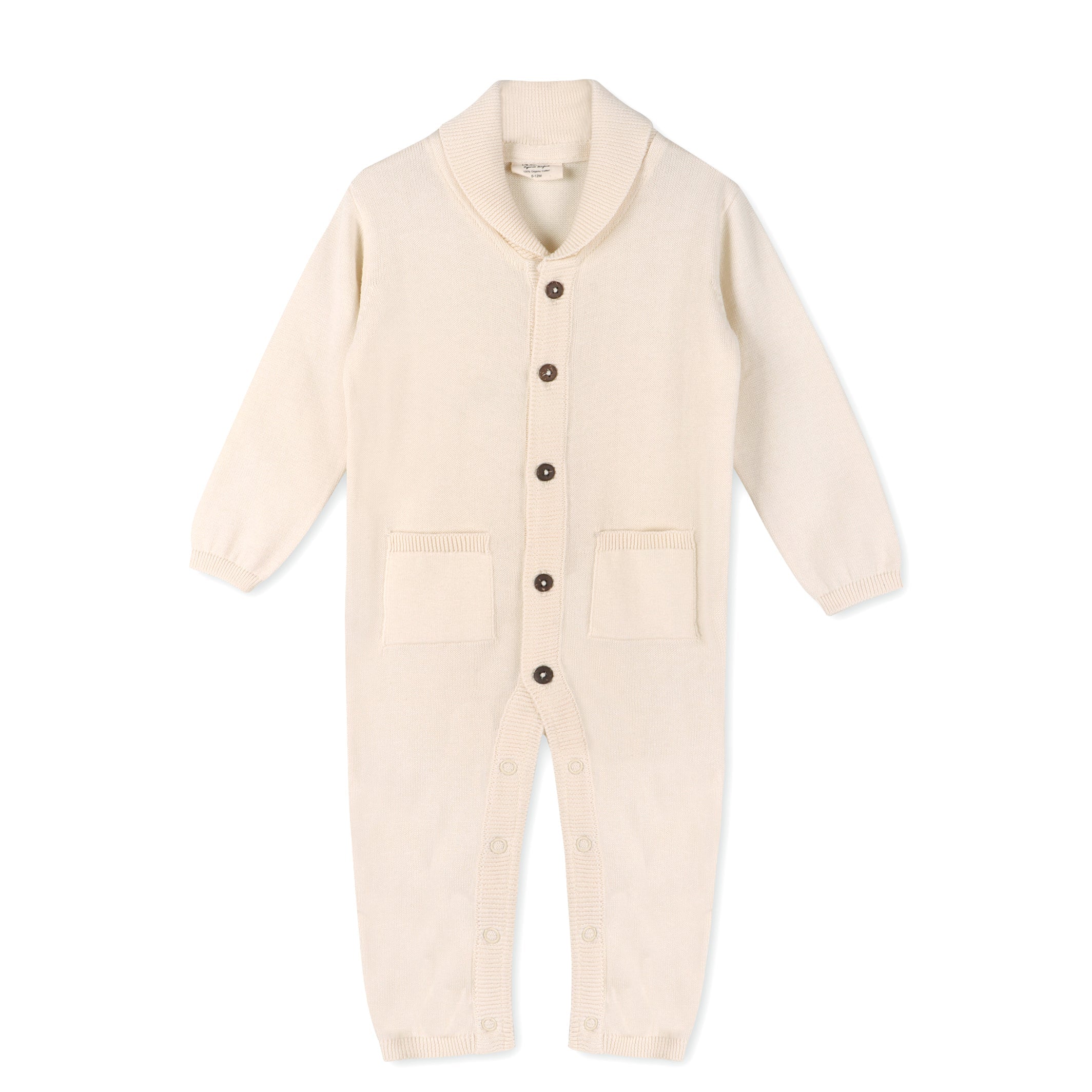 Milan Knit Shawl Collar Baby Jumpsuit Coverall (Organic)