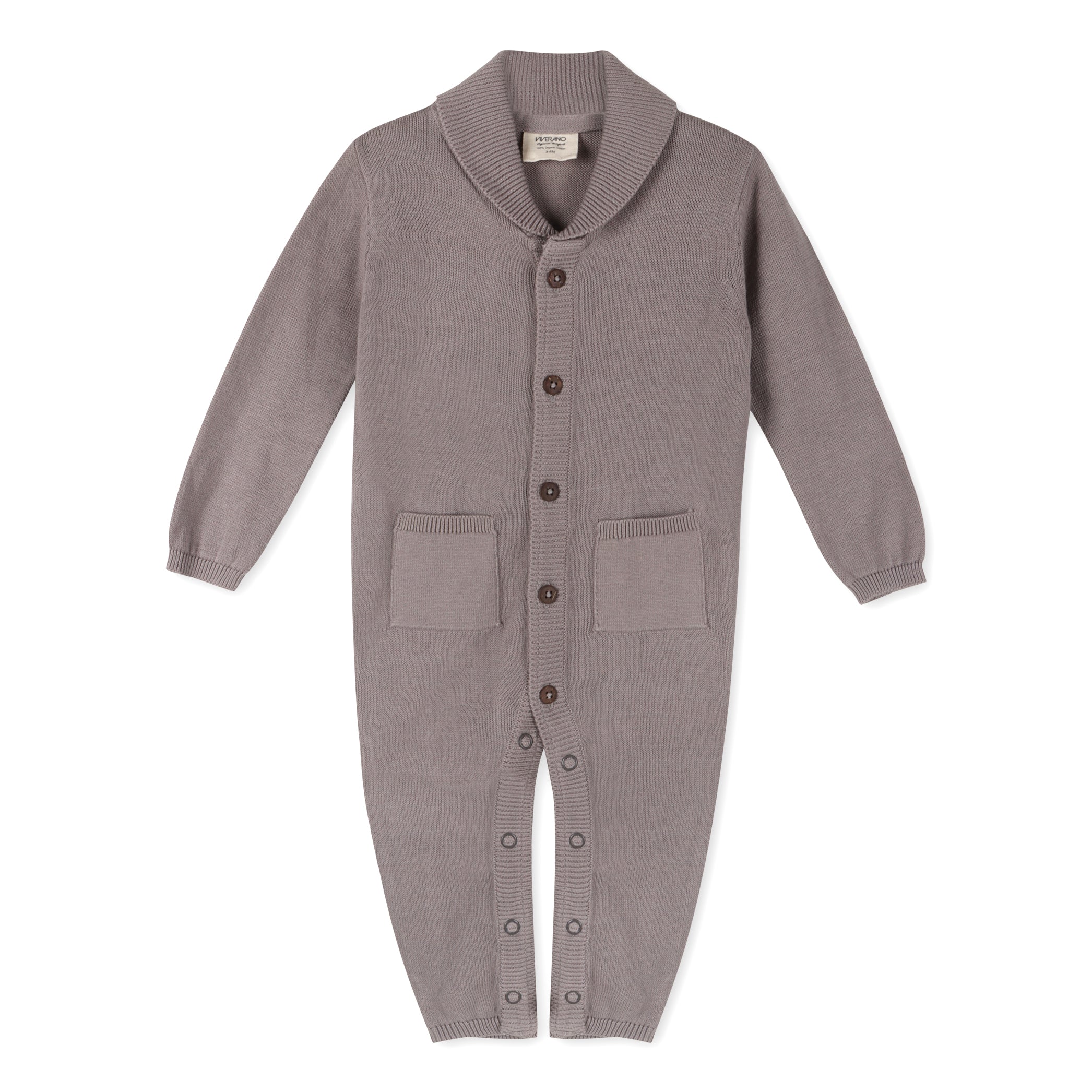 Milan Knit Shawl Collar Baby Jumpsuit Coverall (Organic)