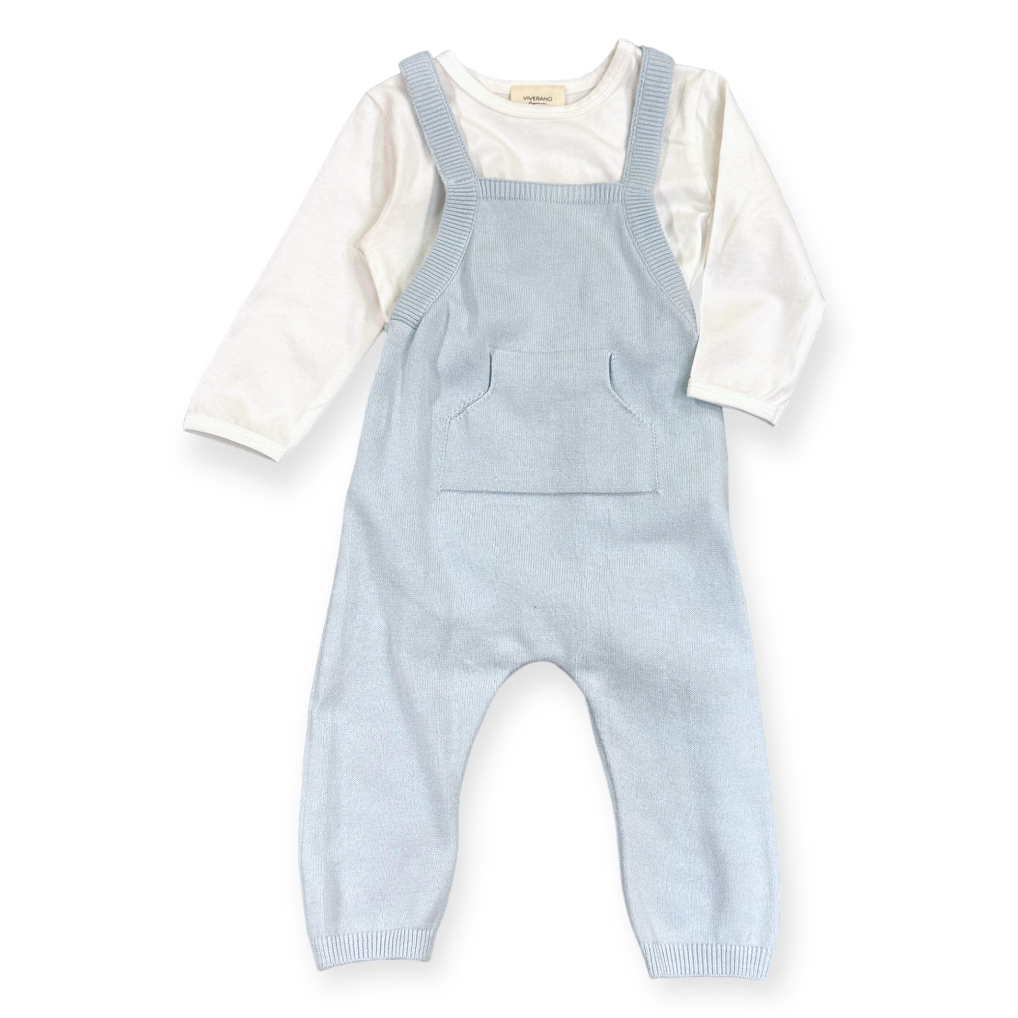 Milan Knit Kangaroo Pocket Overall Romper + Bodysuit Set (2 Colors)