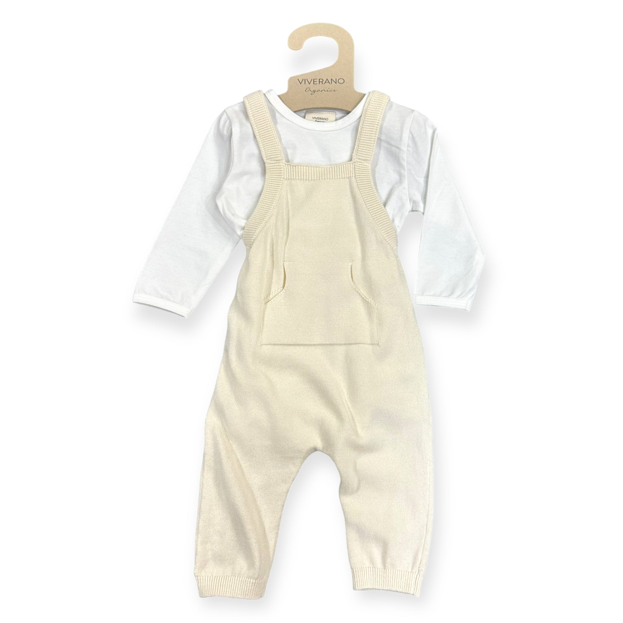 Milan Knit Kangaroo Pocket Overall Romper + Bodysuit Set (2 Colors)