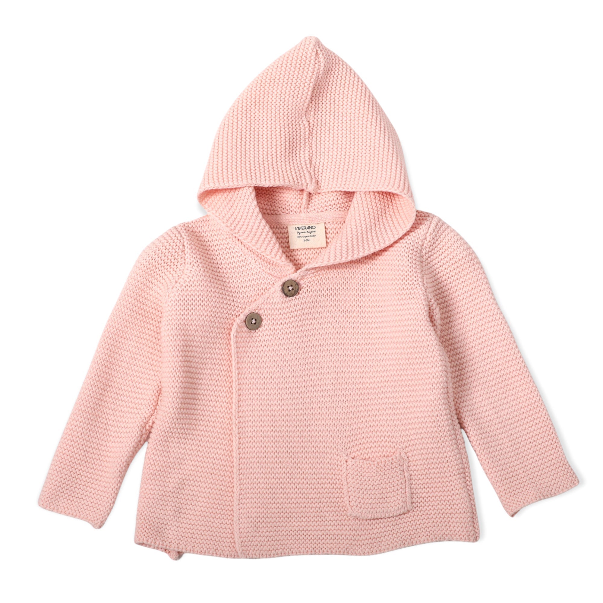 Milan Pastel Knit Hooded Button Jacket (Organic Cotton) -4 Colors