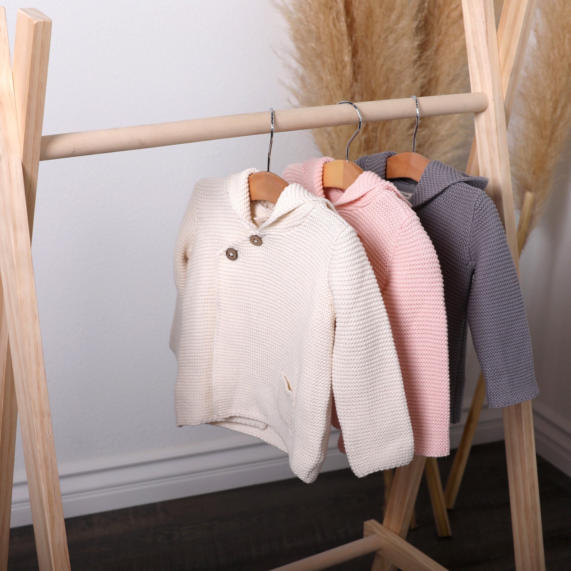 Milan Pastel Knit Hooded Button Jacket (Organic Cotton) -4 Colors