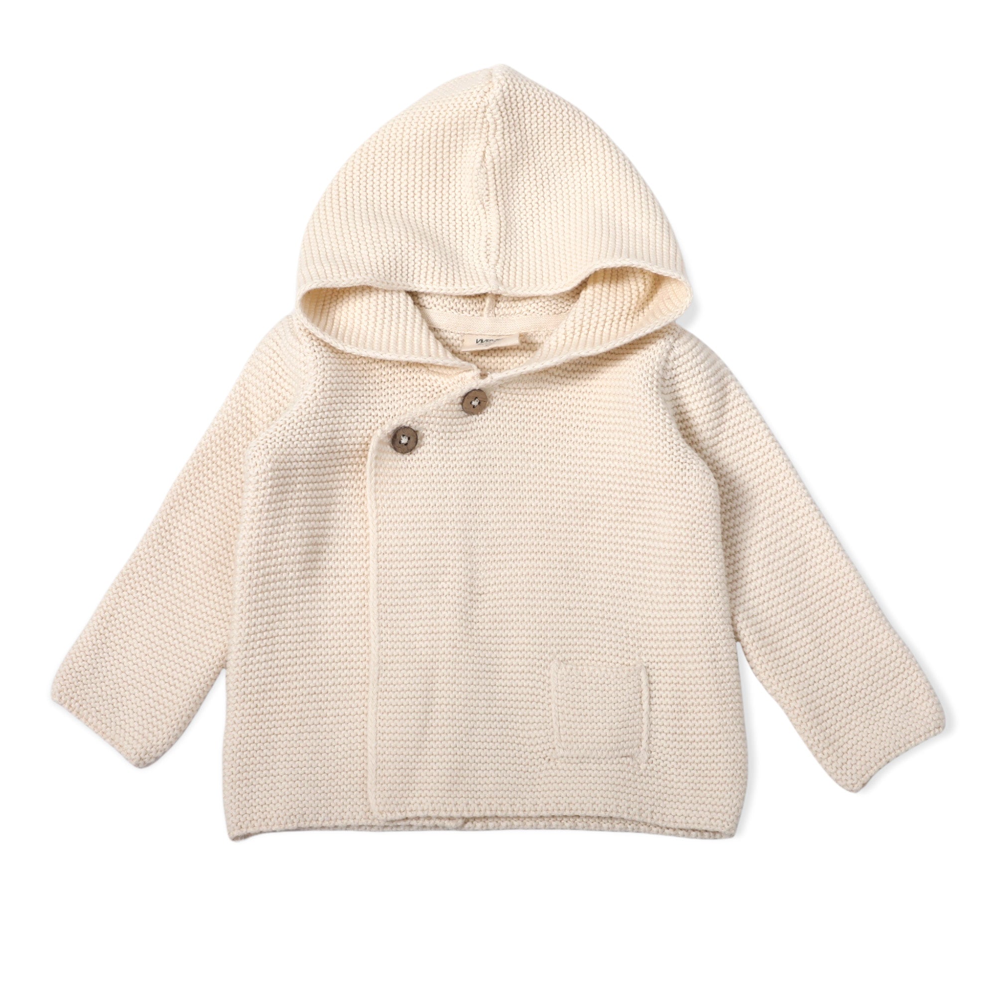 Milan Pastel Knit Hooded Button Jacket (Organic Cotton) -4 Colors