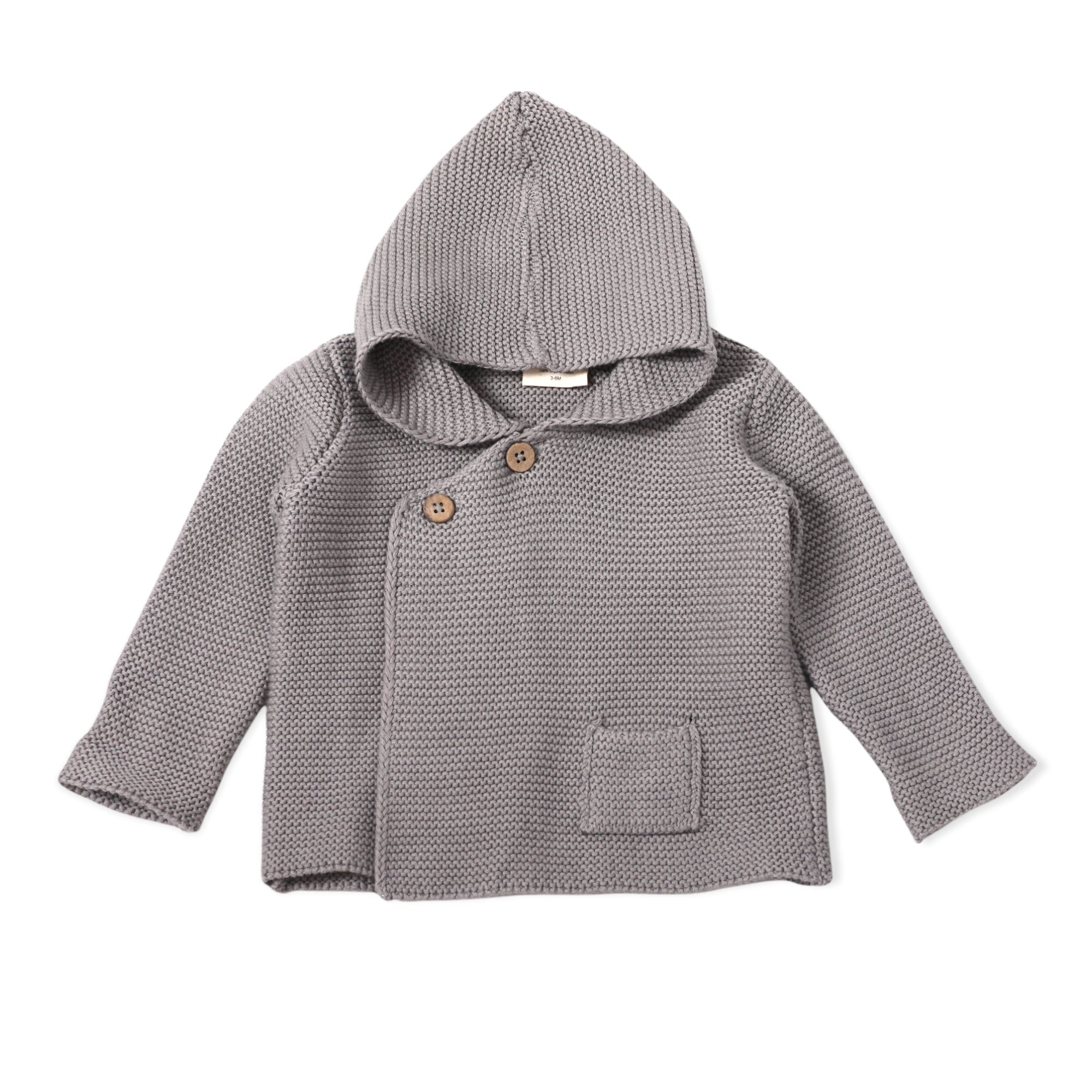 Milan Pastel Knit Hooded Button Jacket (Organic Cotton) -4 Colors