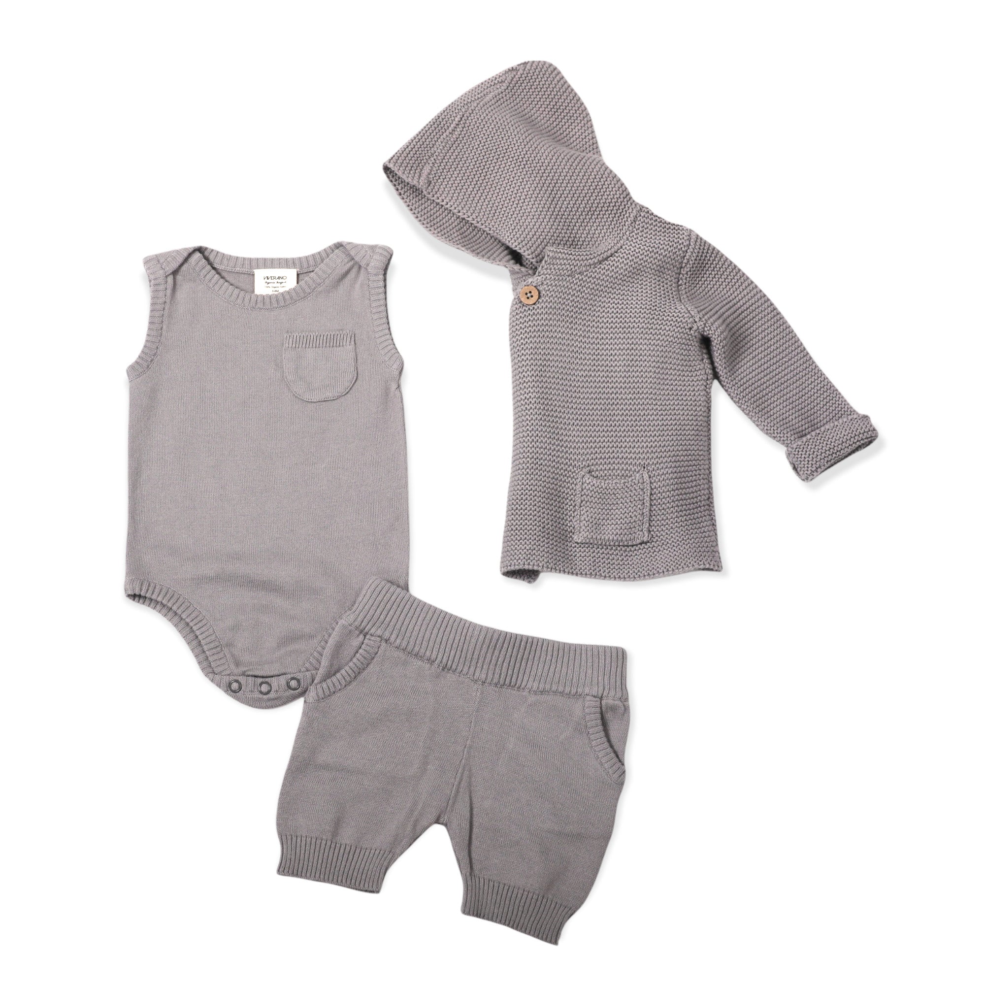 Milan Pastel Knit Hooded Button Jacket (Organic Cotton) -4 Colors