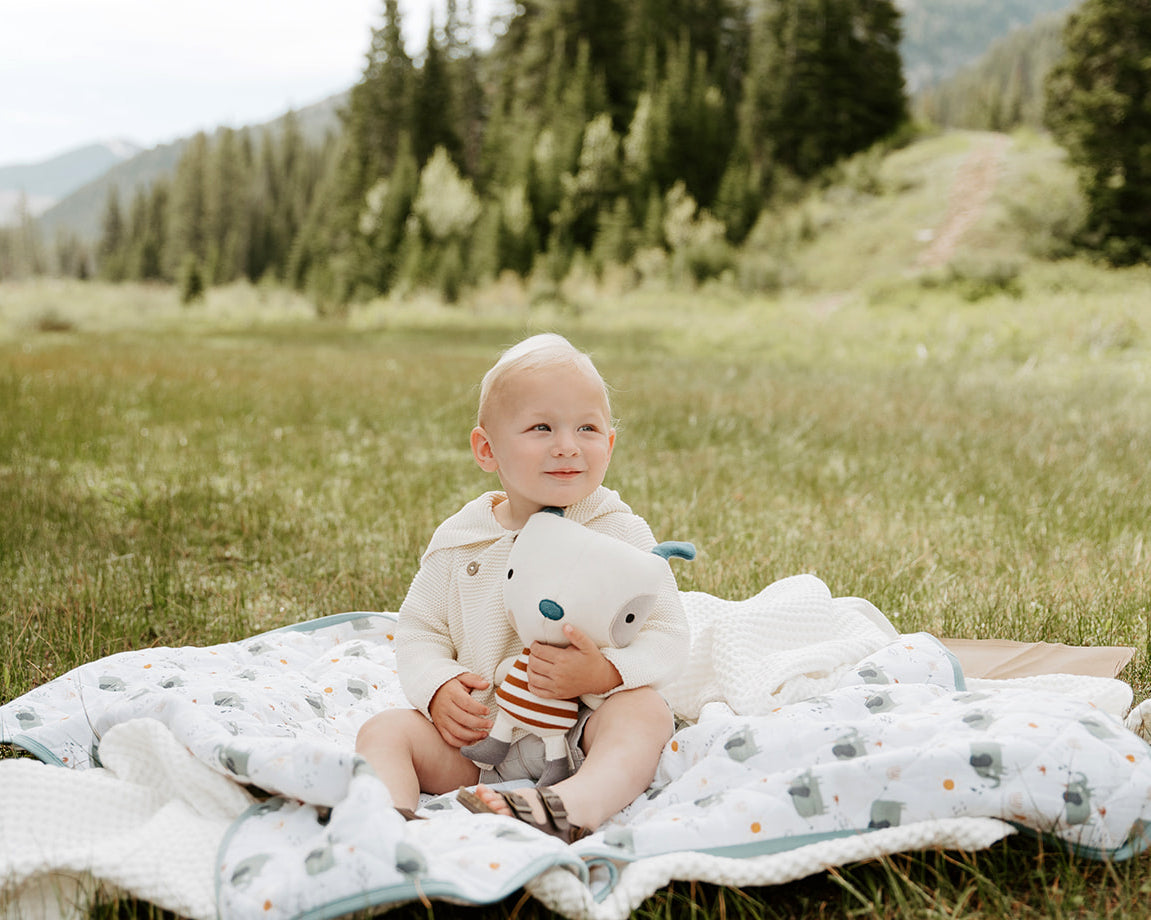 Elephant Reversible Baby Quilted Blanket (Organic Muslin)