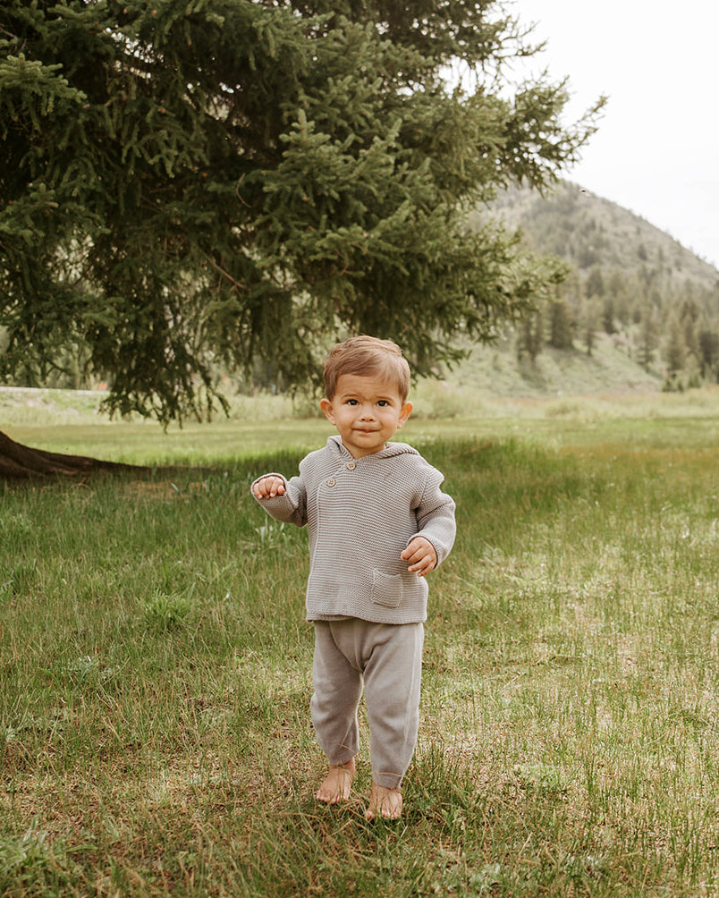 Milan Pastel Knit Hooded Button Jacket (Organic Cotton) -4 Colors