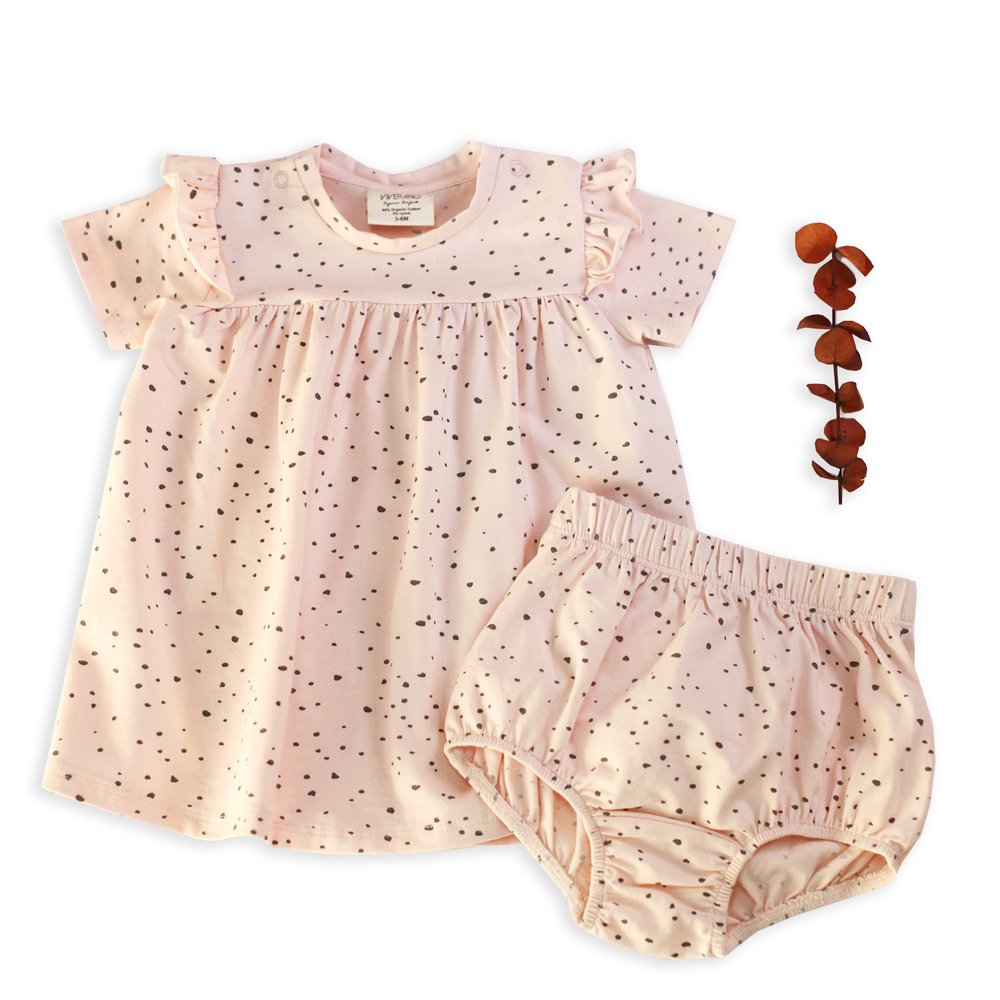 Florence Pebble Short Sleeve Ruffle Dress + Bloomer Set