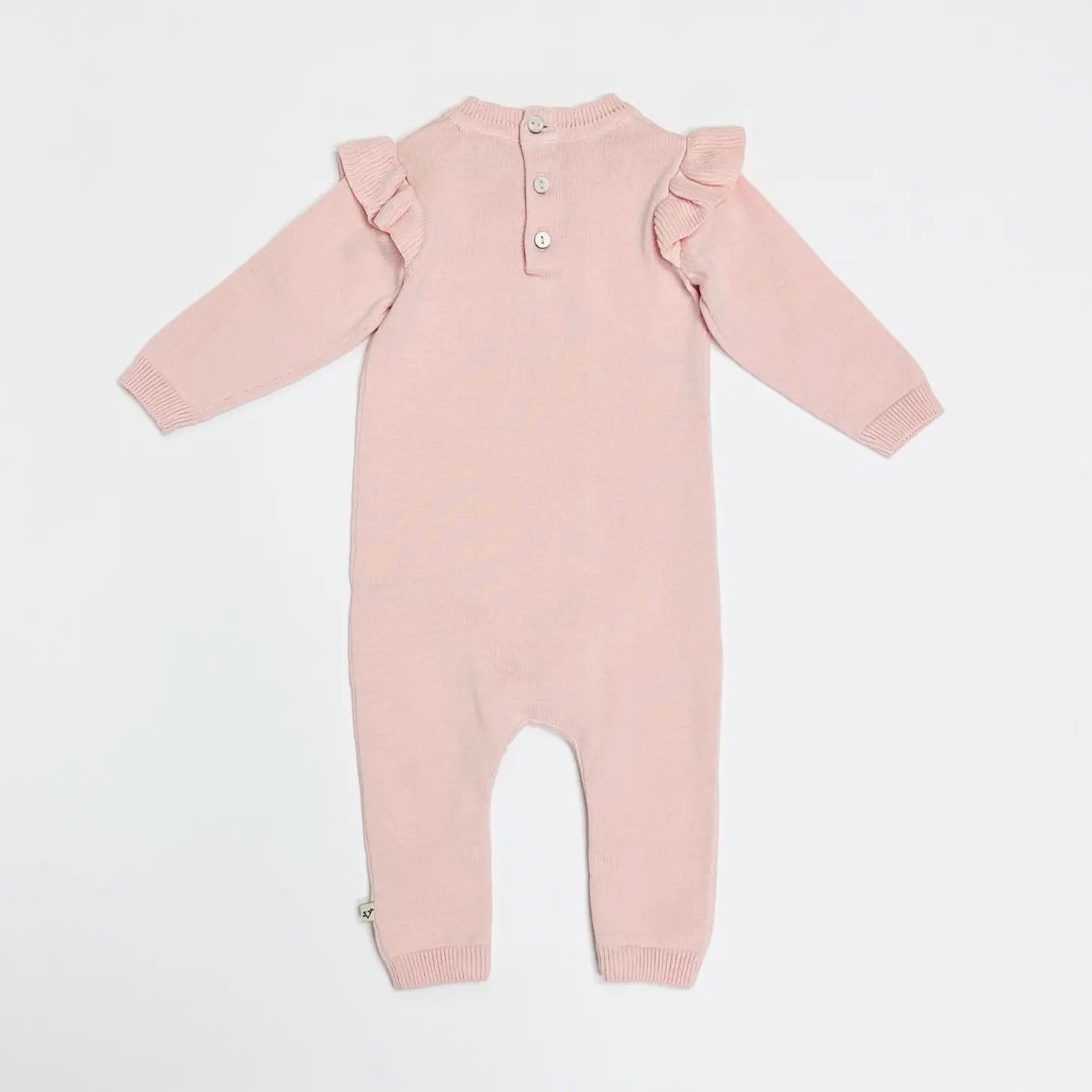 Milan Floral Embroidered Ruffle Knit Baby Jumpsuit (Organic) - 2 Colors