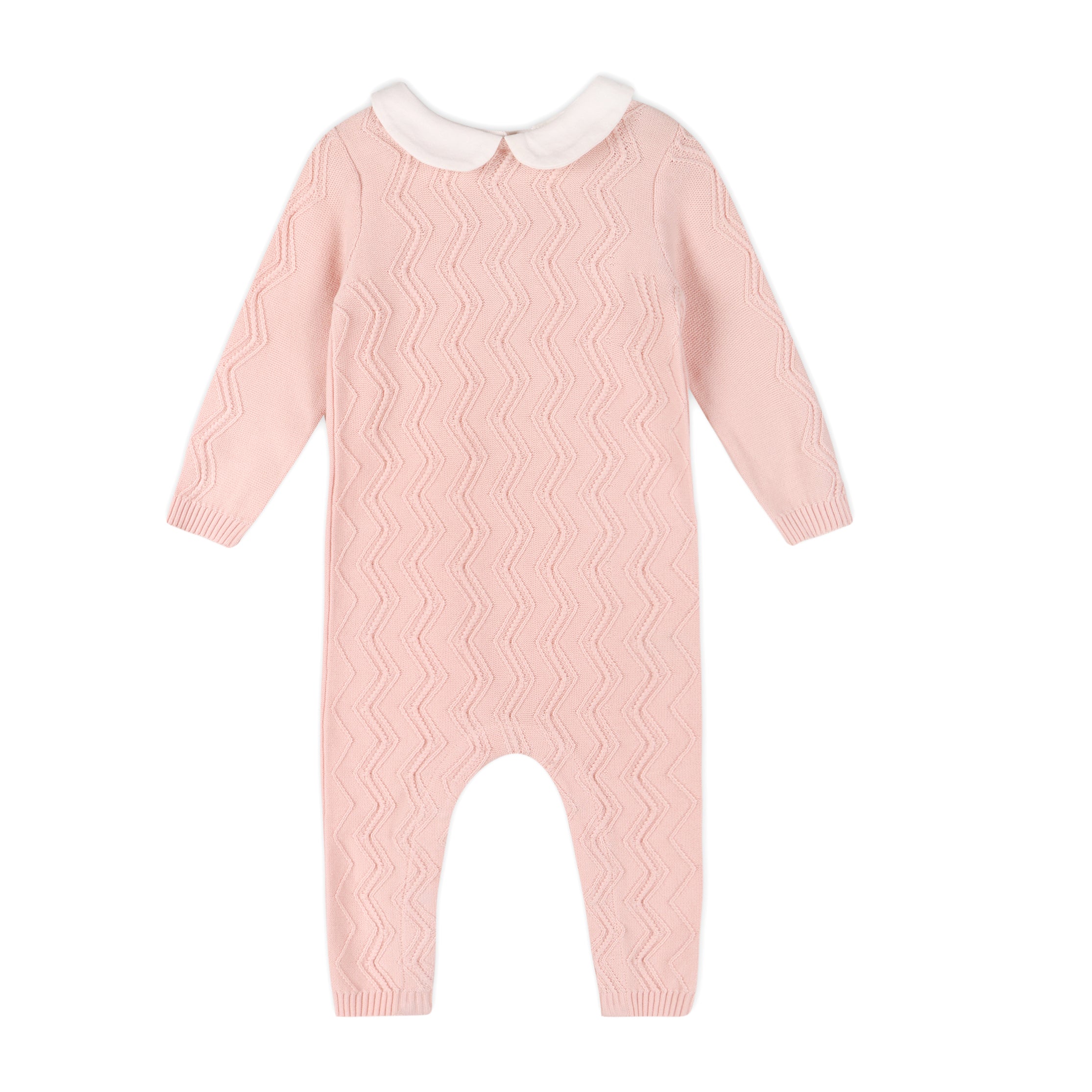 Milan Peter Pan Fancy Chevron Knit Baby Jumpsuit (Organic) - 2 Colors