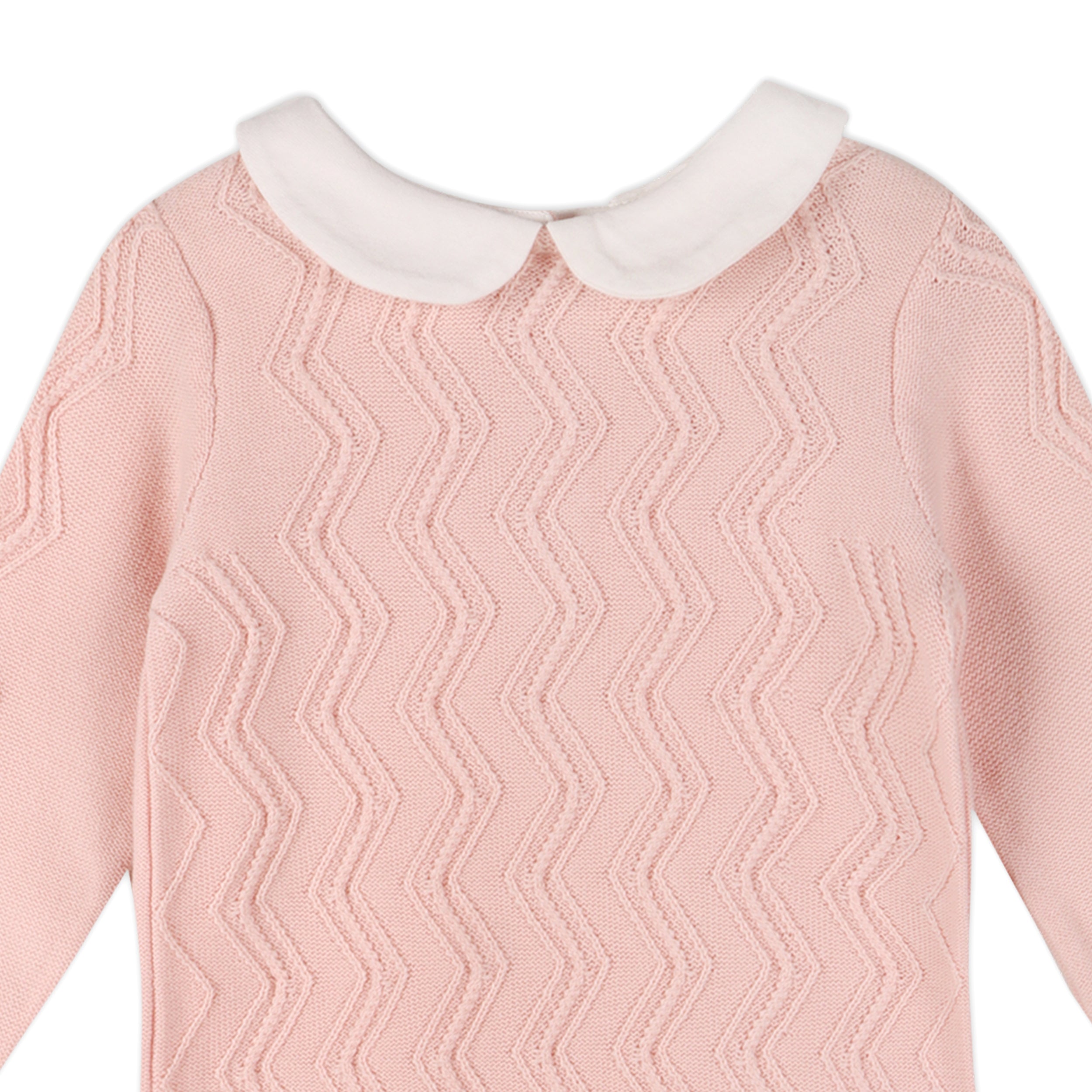 Milan Peter Pan Fancy Chevron Knit Baby Jumpsuit (Organic) - 2 Colors
