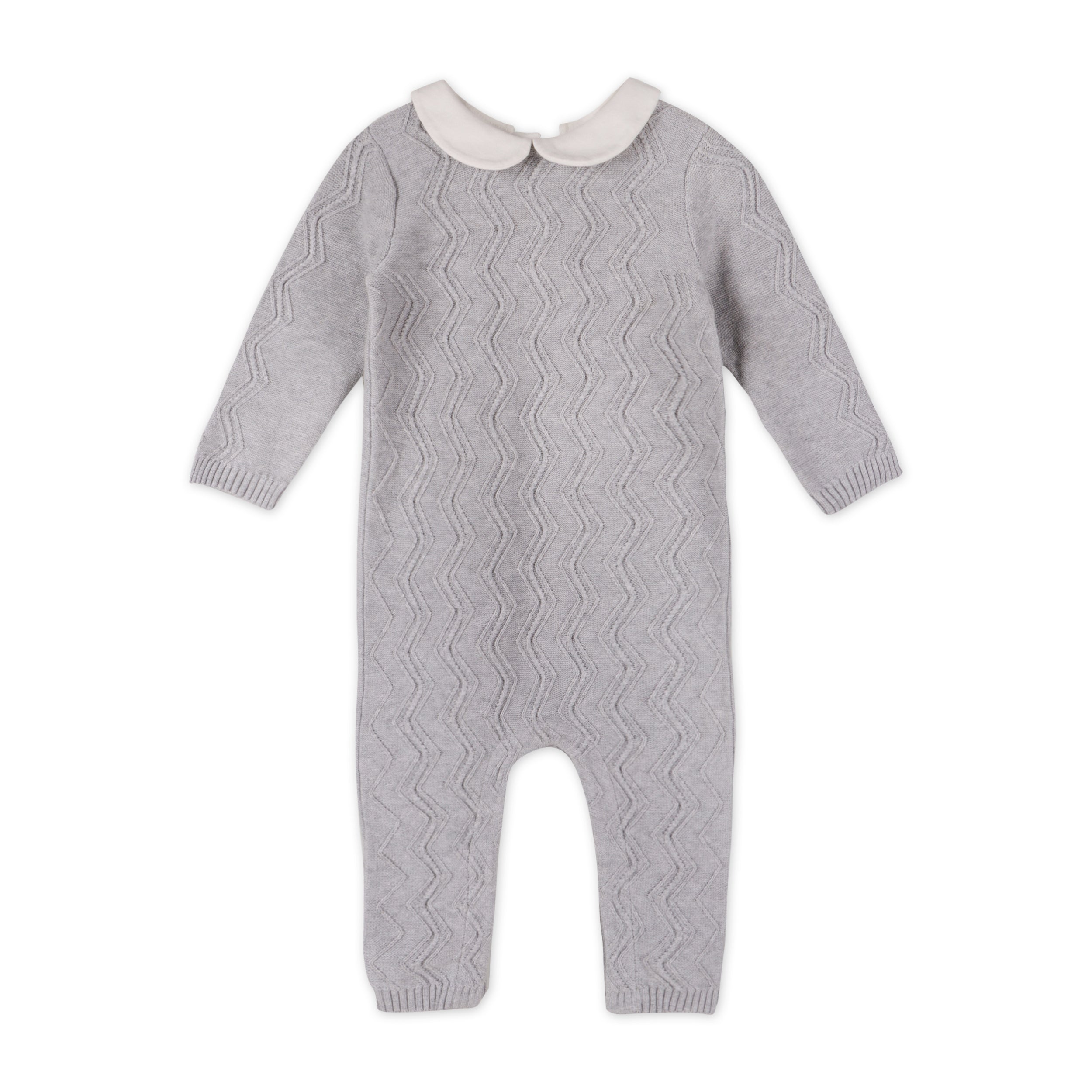 Milan Peter Pan Fancy Chevron Knit Baby Jumpsuit (Organic) - 2 Colors