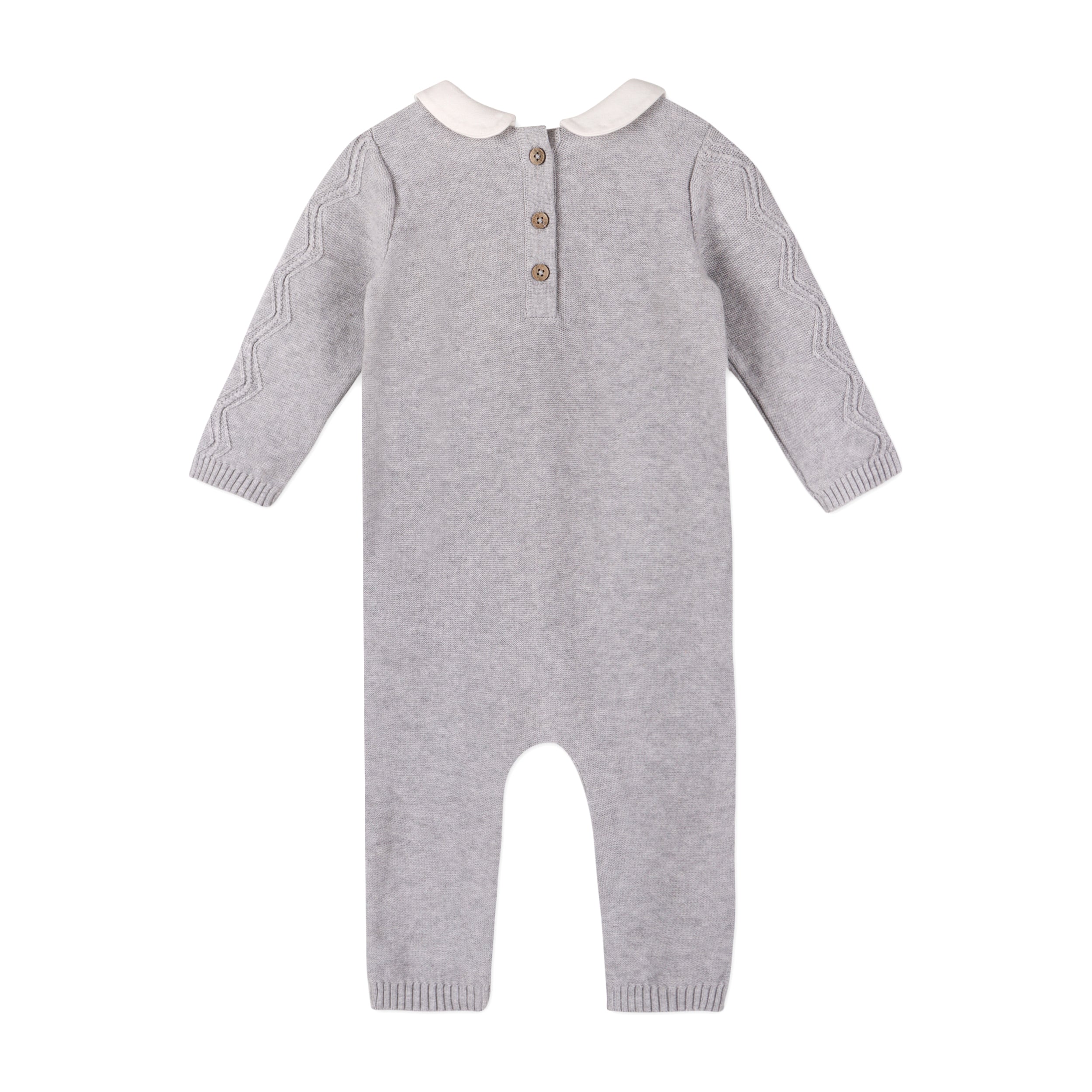 Milan Peter Pan Fancy Chevron Knit Baby Jumpsuit (Organic) - 2 Colors