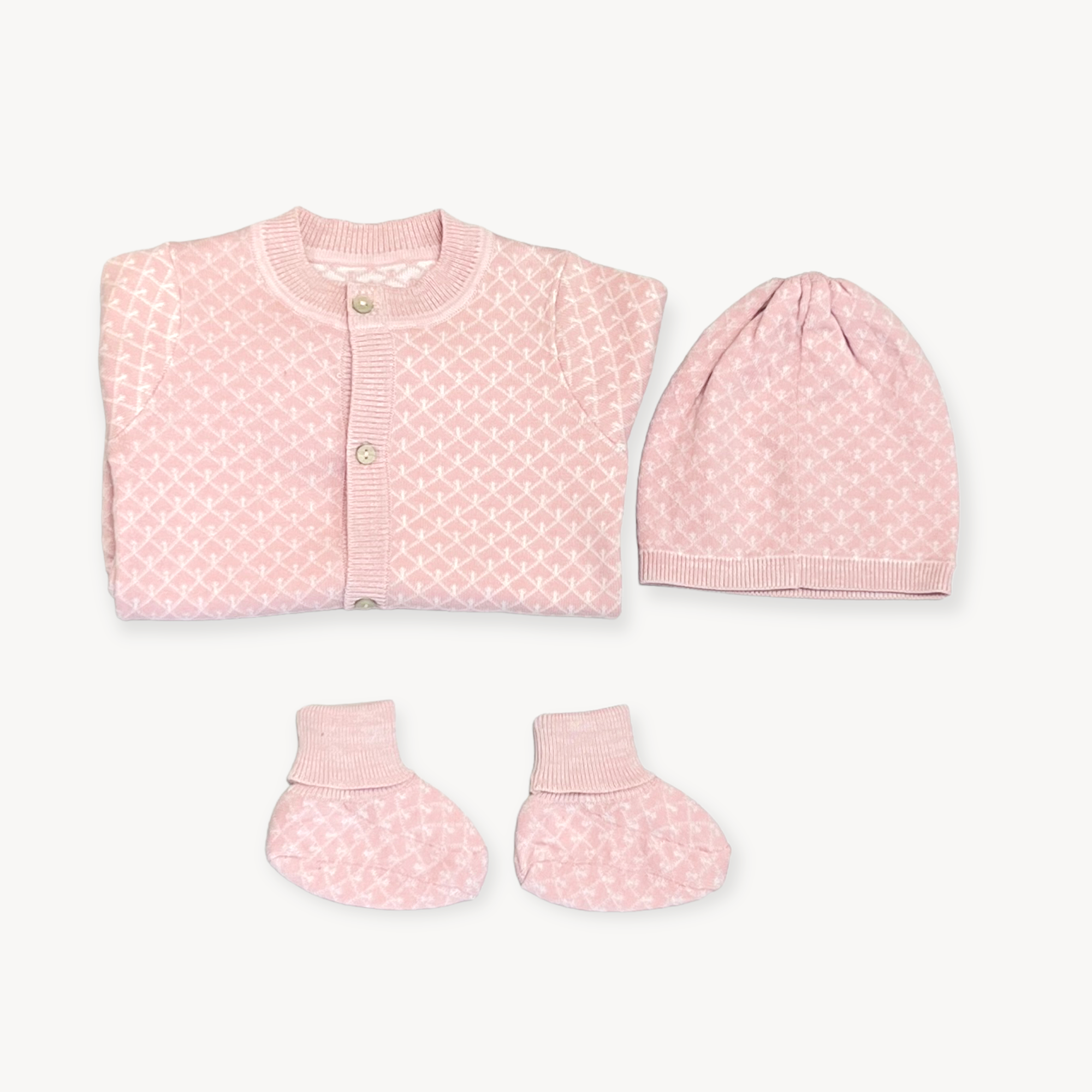 Milan Lux Jacquard Knit Baby Jumpsuit+Hat+Bootie (3pc SET) Organic - 2 Colors
