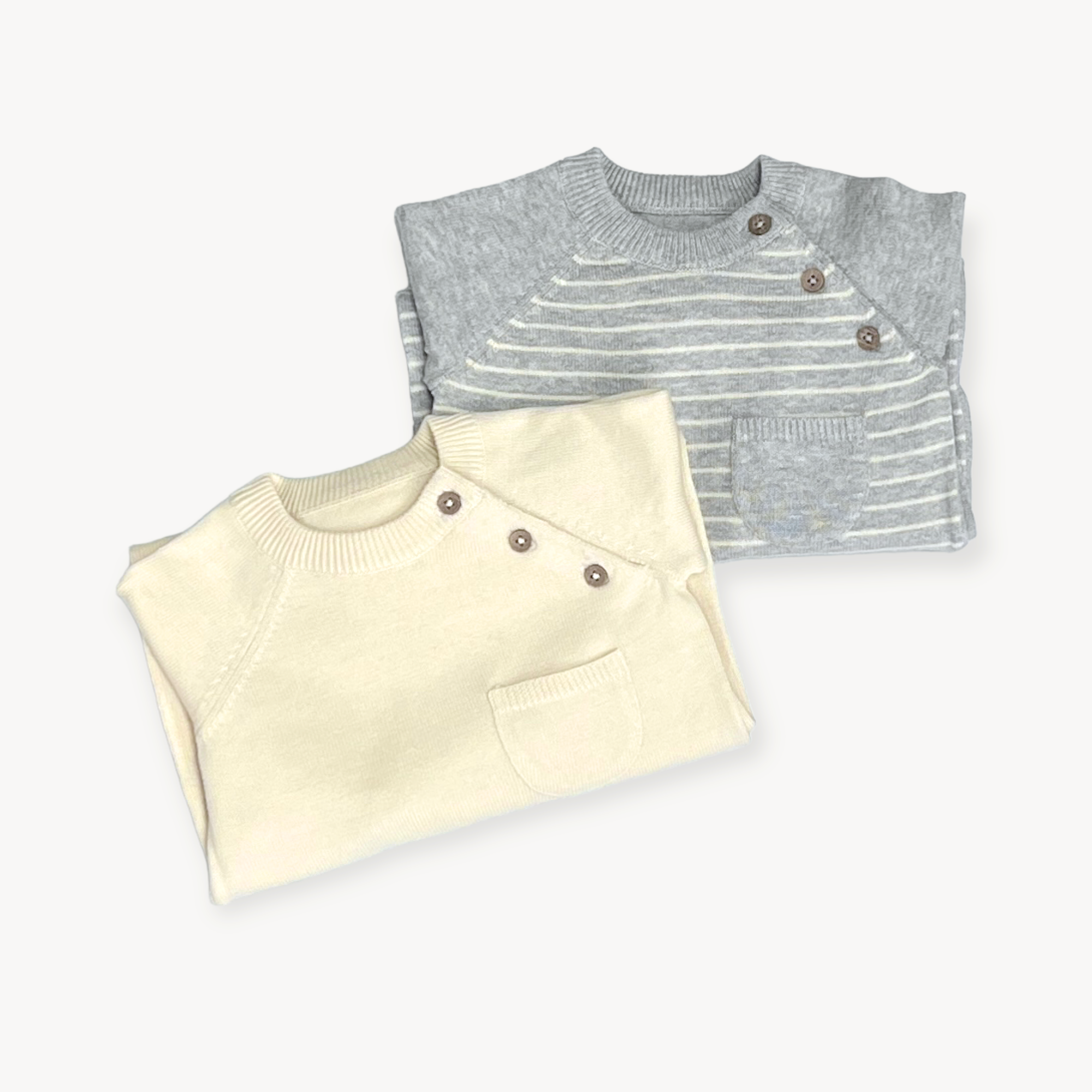 Milan Side Button & Pocket Knit Baby Jumpsuit (Organic Cotton) - 3 Colors