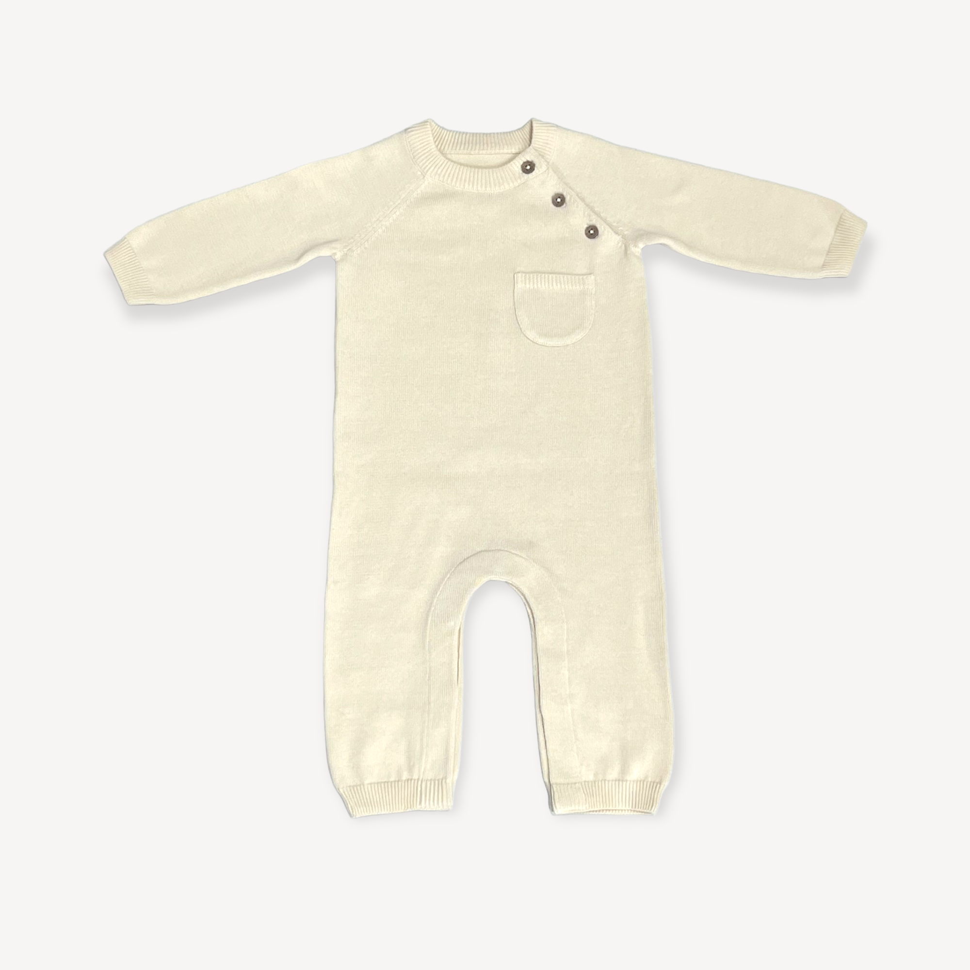 Milan Side Button & Pocket Knit Baby Jumpsuit (Organic Cotton) - 3 Colors