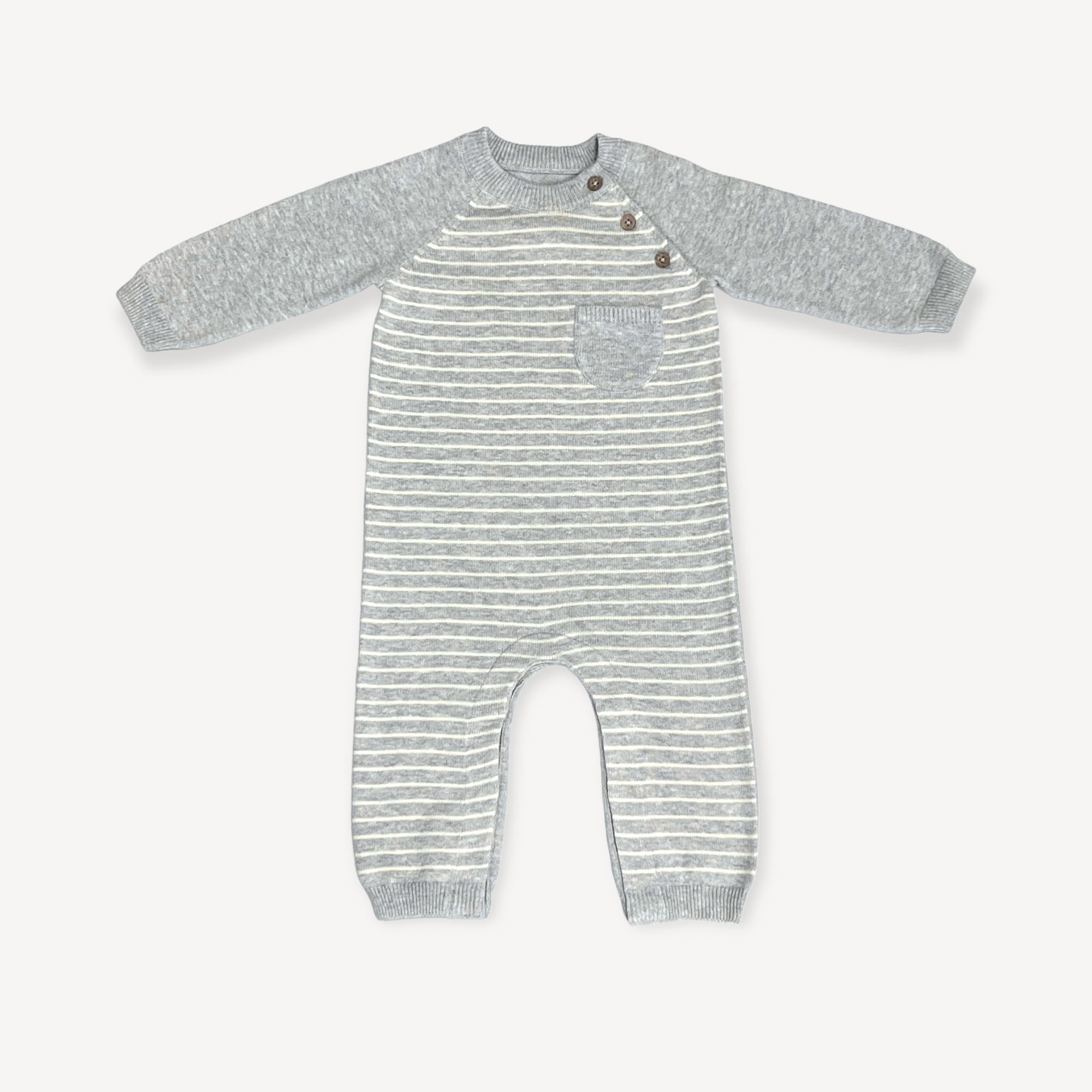 Milan Side Button & Pocket Knit Baby Jumpsuit (Organic Cotton) - 3 Colors