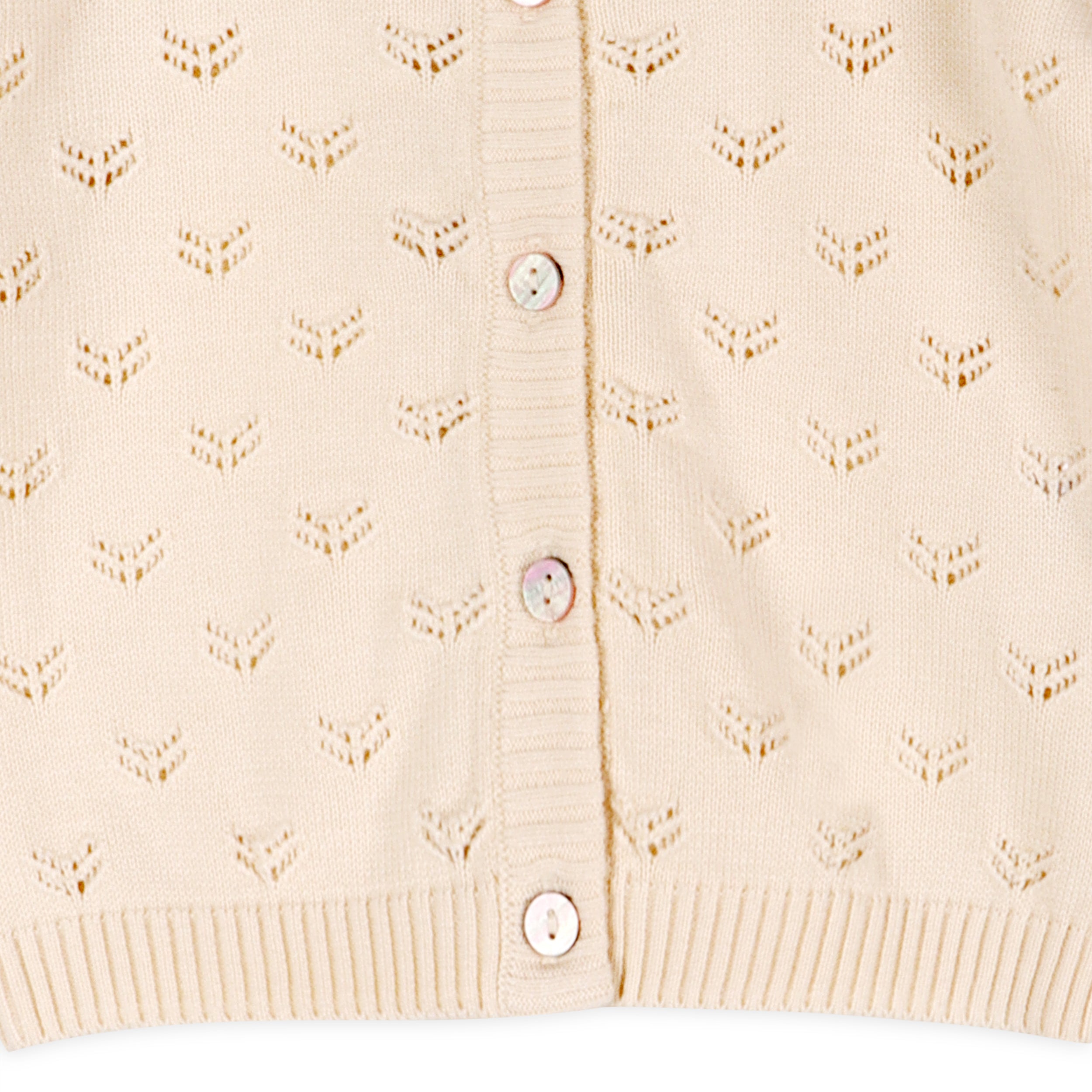 Milan Pointelle Knit Ruffle Baby Cardigan Sweater (Organic) - 2 Colors