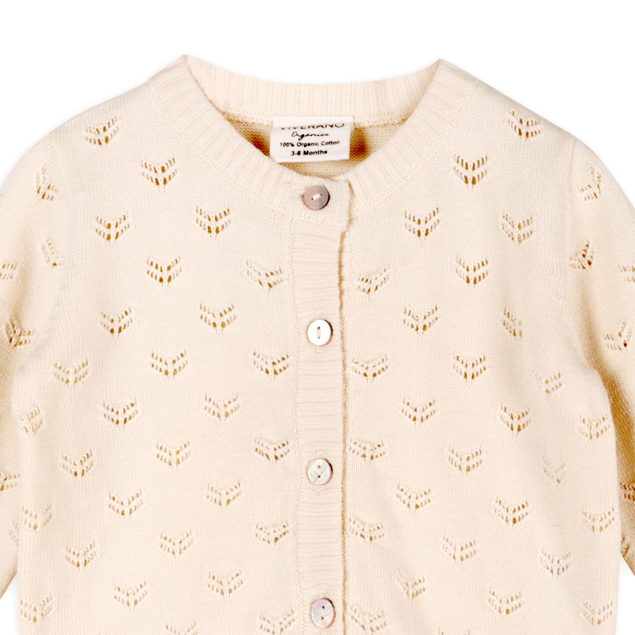 Milan Pointelle Knit Ruffle Baby Cardigan Sweater (Organic) - 2 Colors