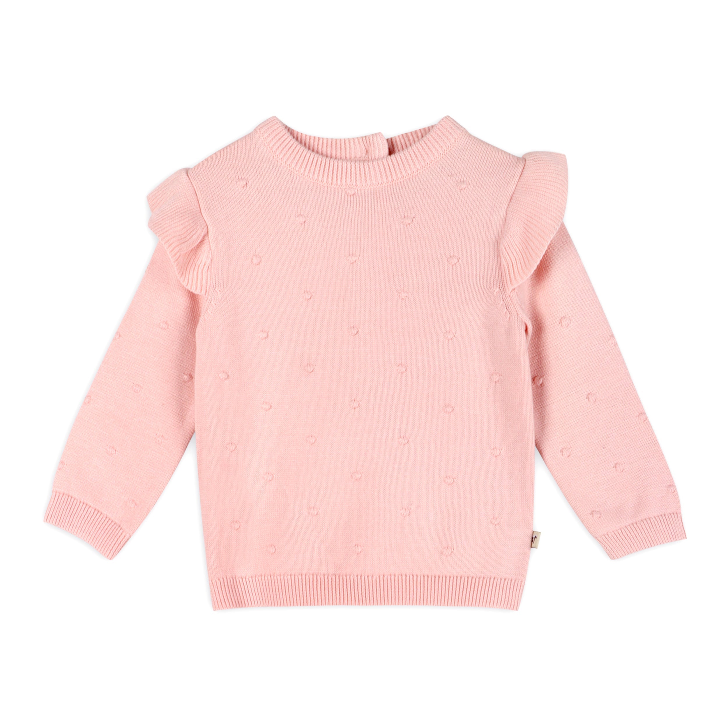 Milan Classic Ruffle Knit Baby Pullover Sweater with Bobbles (Organic)