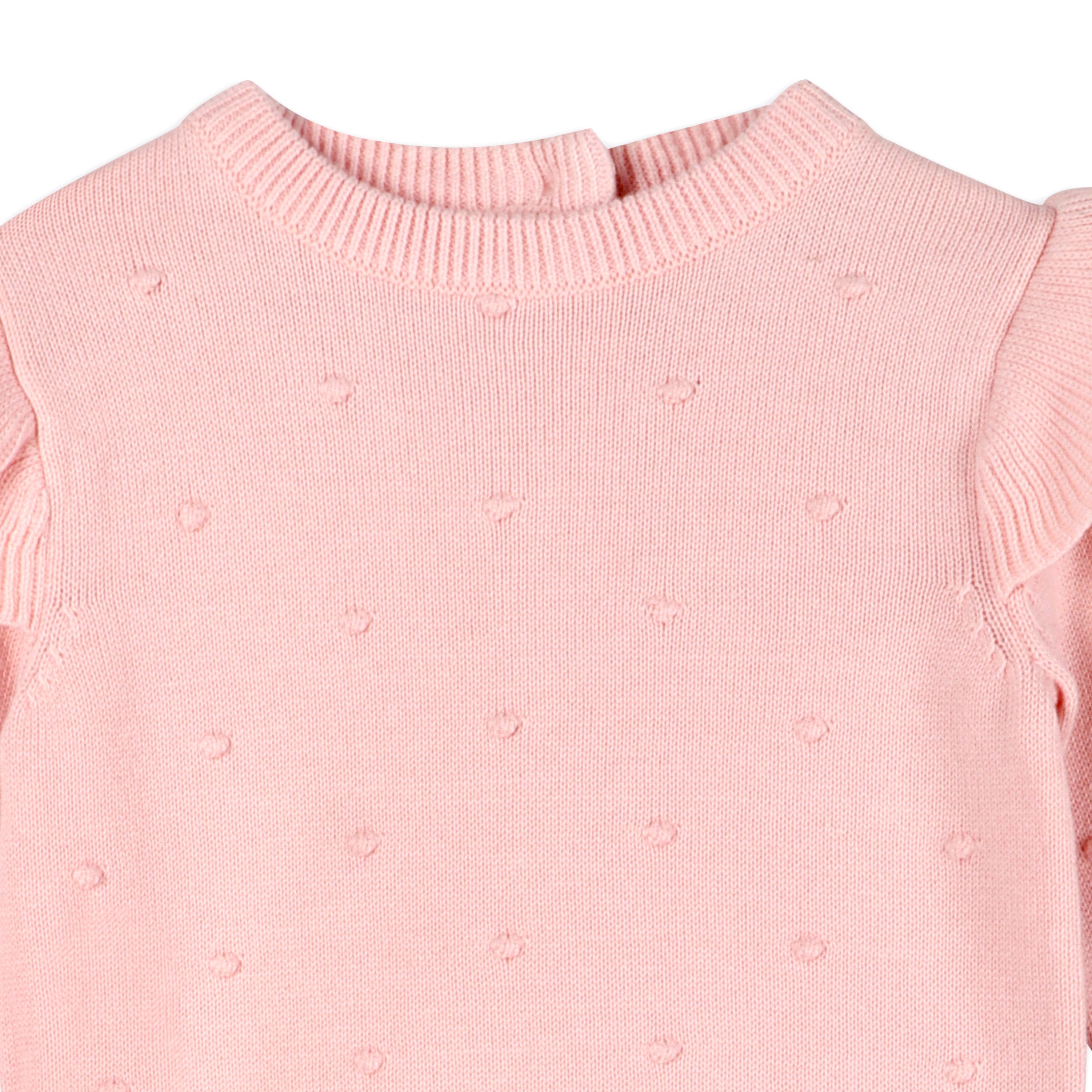 Milan Classic Ruffle Knit Baby Pullover Sweater with Bobbles (Organic)