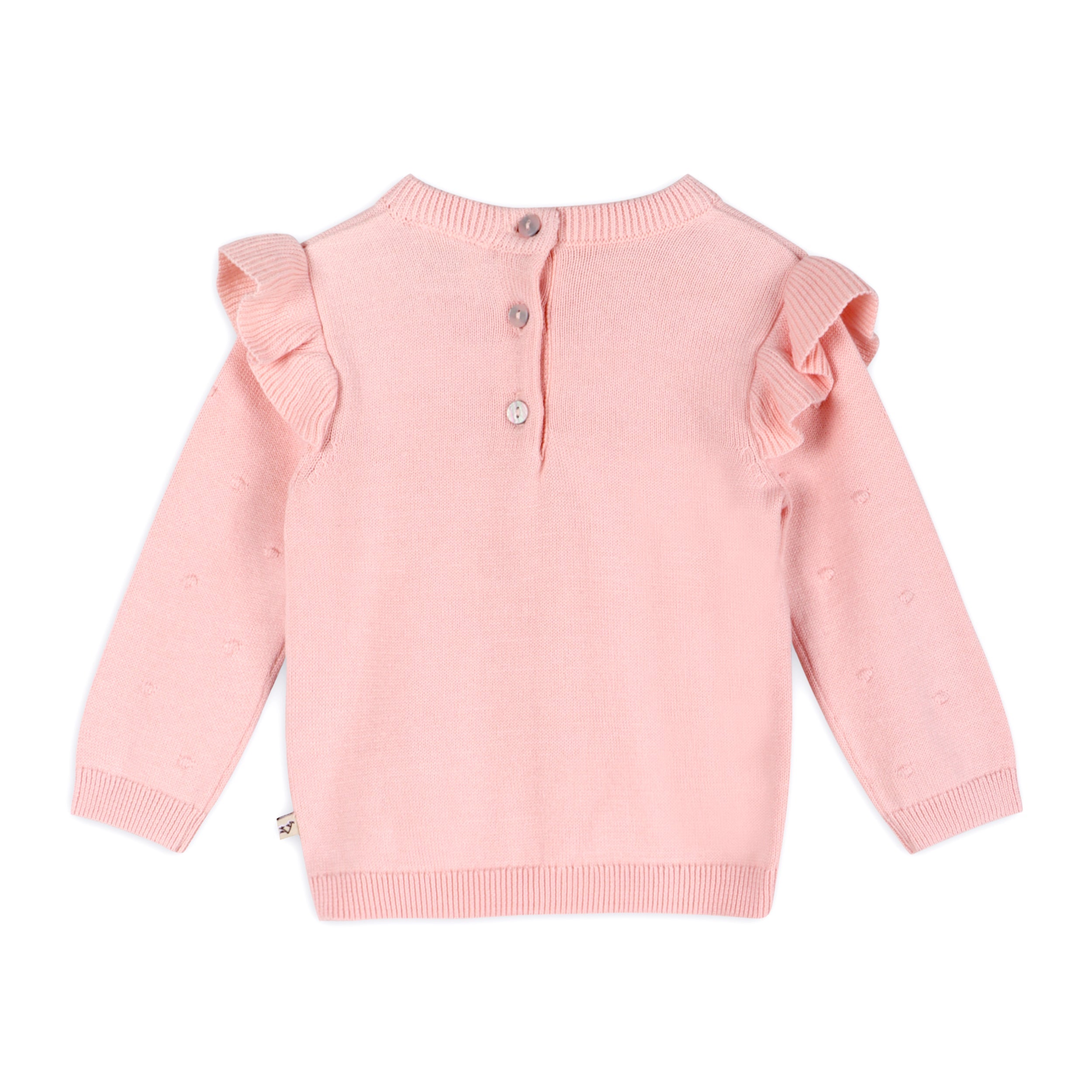 Milan Classic Ruffle Knit Baby Pullover Sweater with Bobbles (Organic)