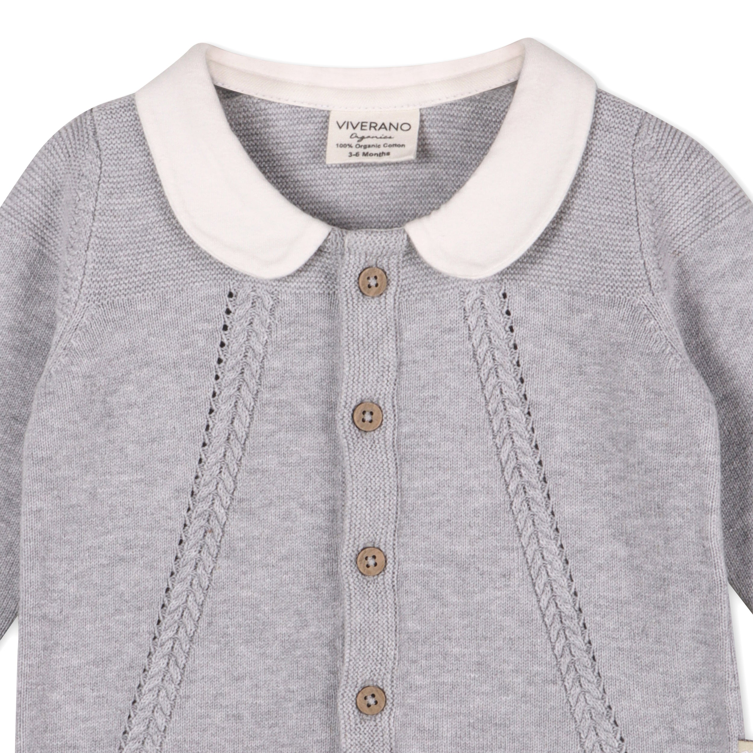 Milan Peter Pan Cable Knit Baby Cardigan Sweater (Organic Cotton)