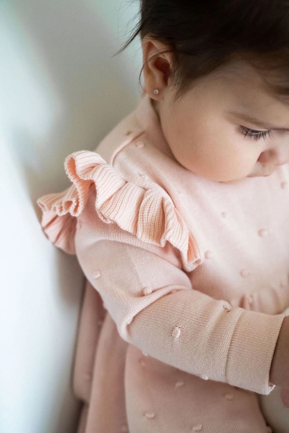 Milan Ruffle & Bobble Sweater Knit Baby Dress (Organic Cotton)