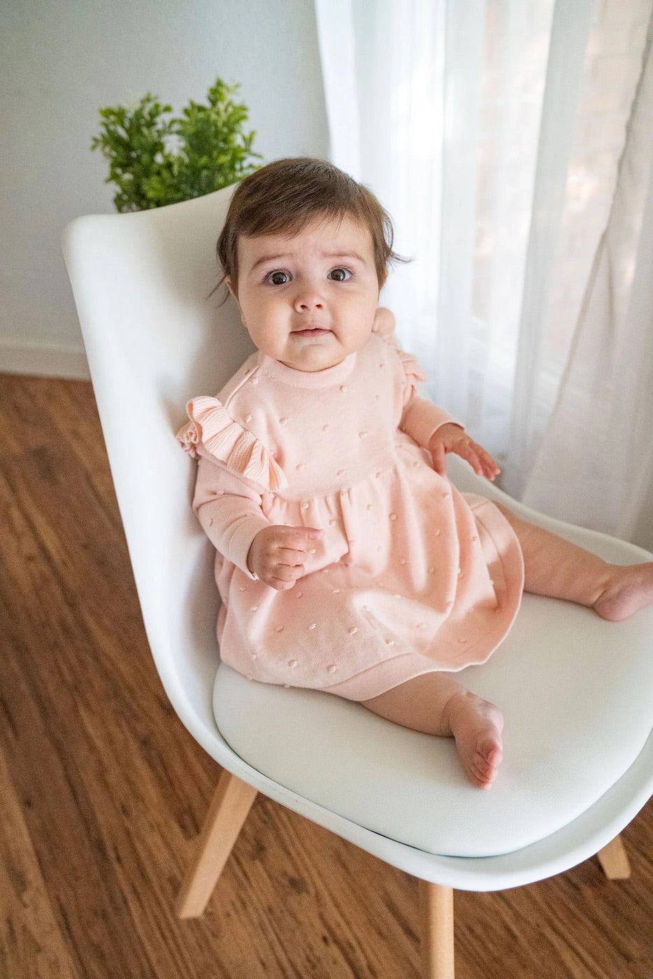 Milan Ruffle & Bobble Sweater Knit Baby Dress (Organic Cotton)