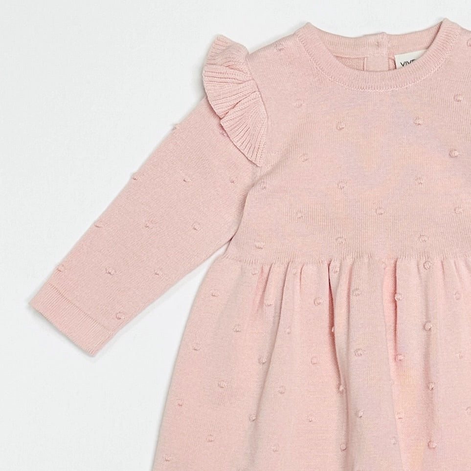 Milan Ruffle & Bobble Sweater Knit Baby Dress (Organic Cotton)