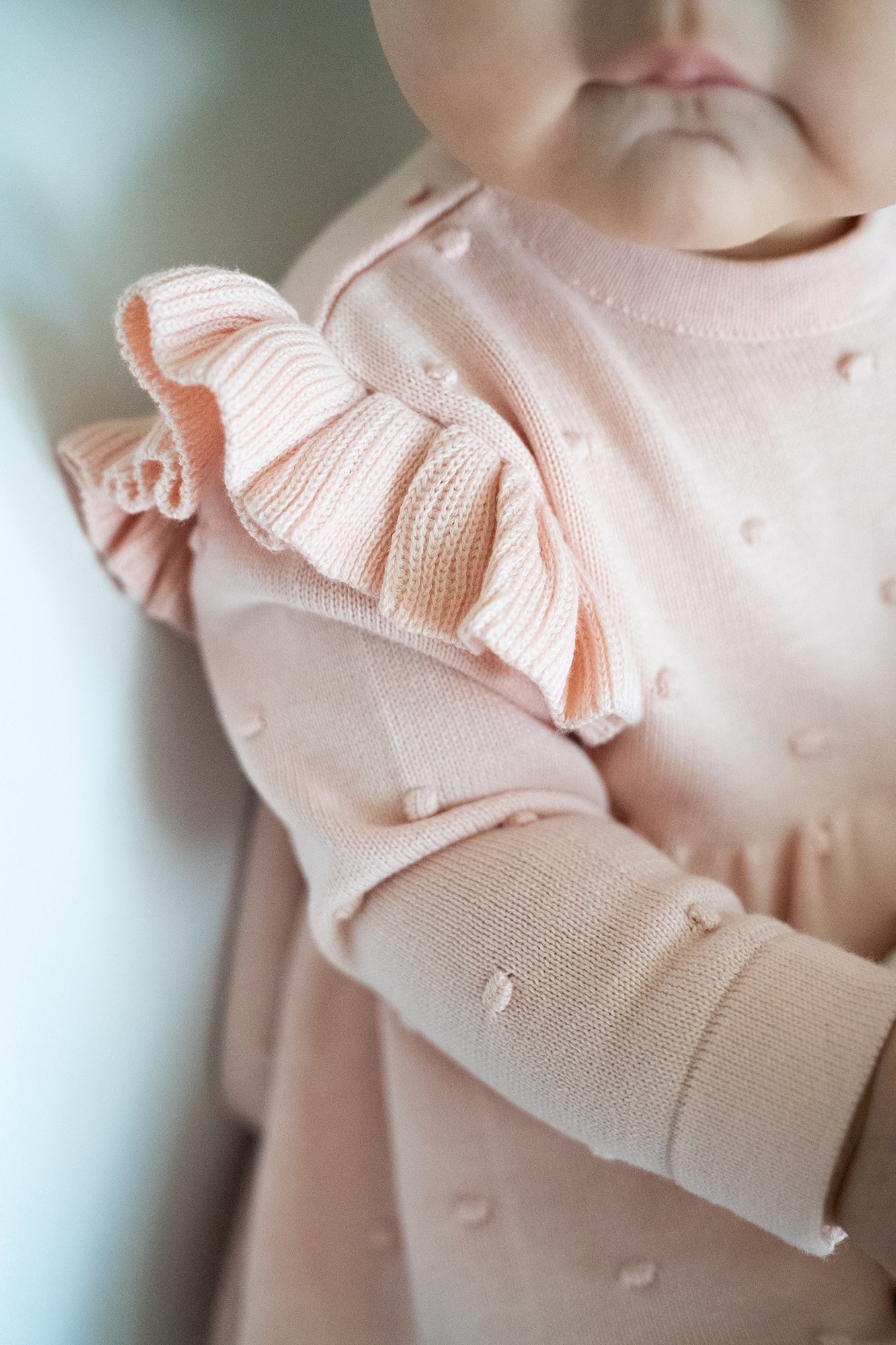 Milan Ruffle & Bobble Sweater Knit Baby Dress (Organic Cotton)