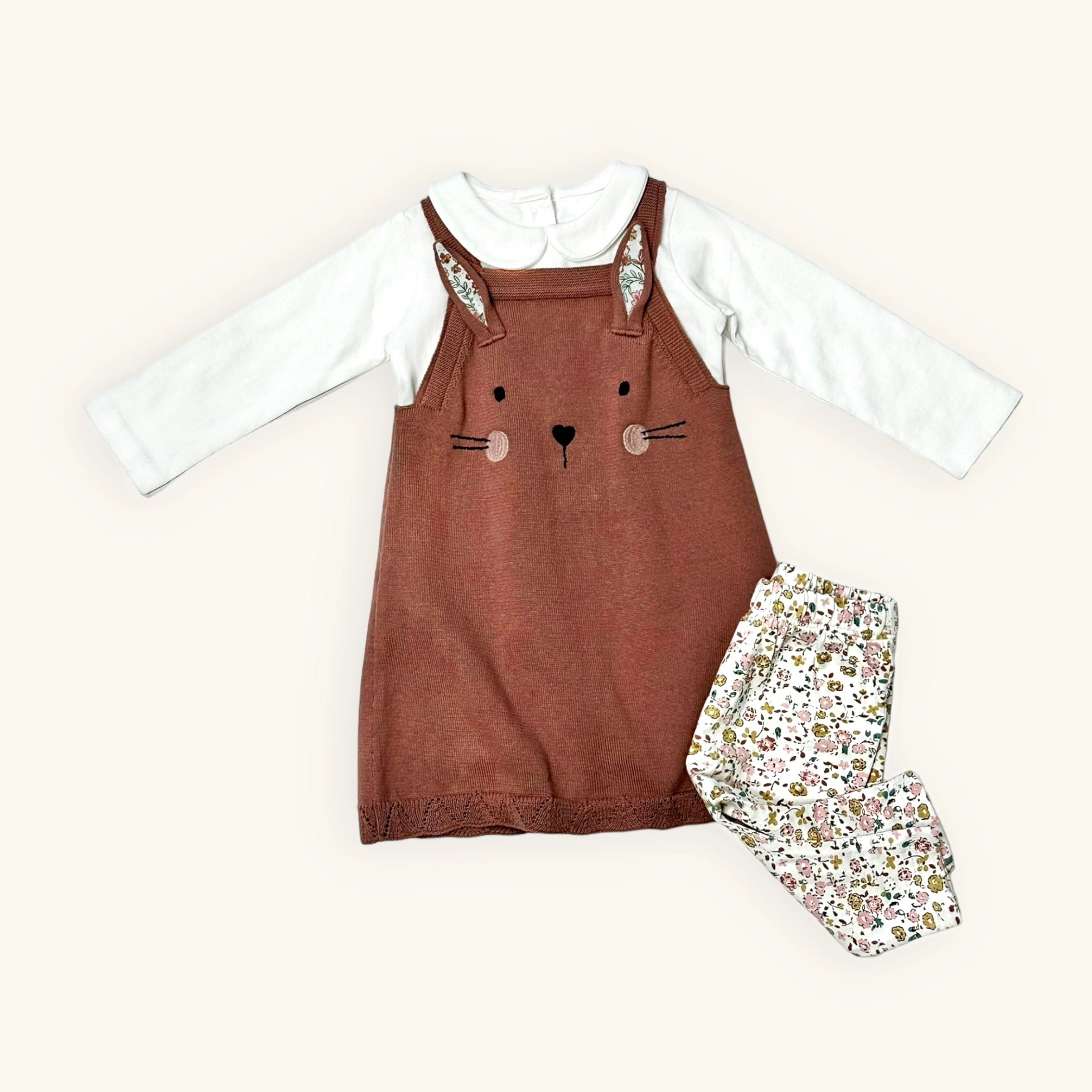 Cute Bunny Baby Girl Tunic Knit Dress Set (Organic)
