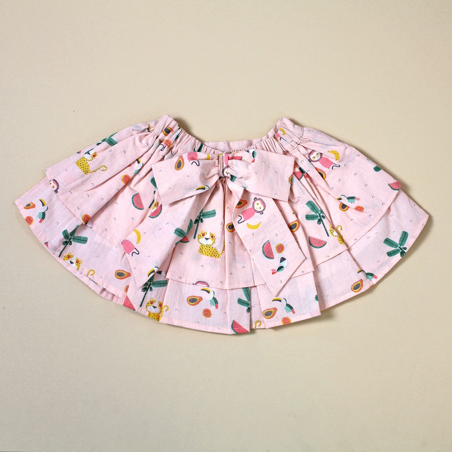 Two Tier Baby Skirt with Bow - Tropical Jungle (Organic Cotton)