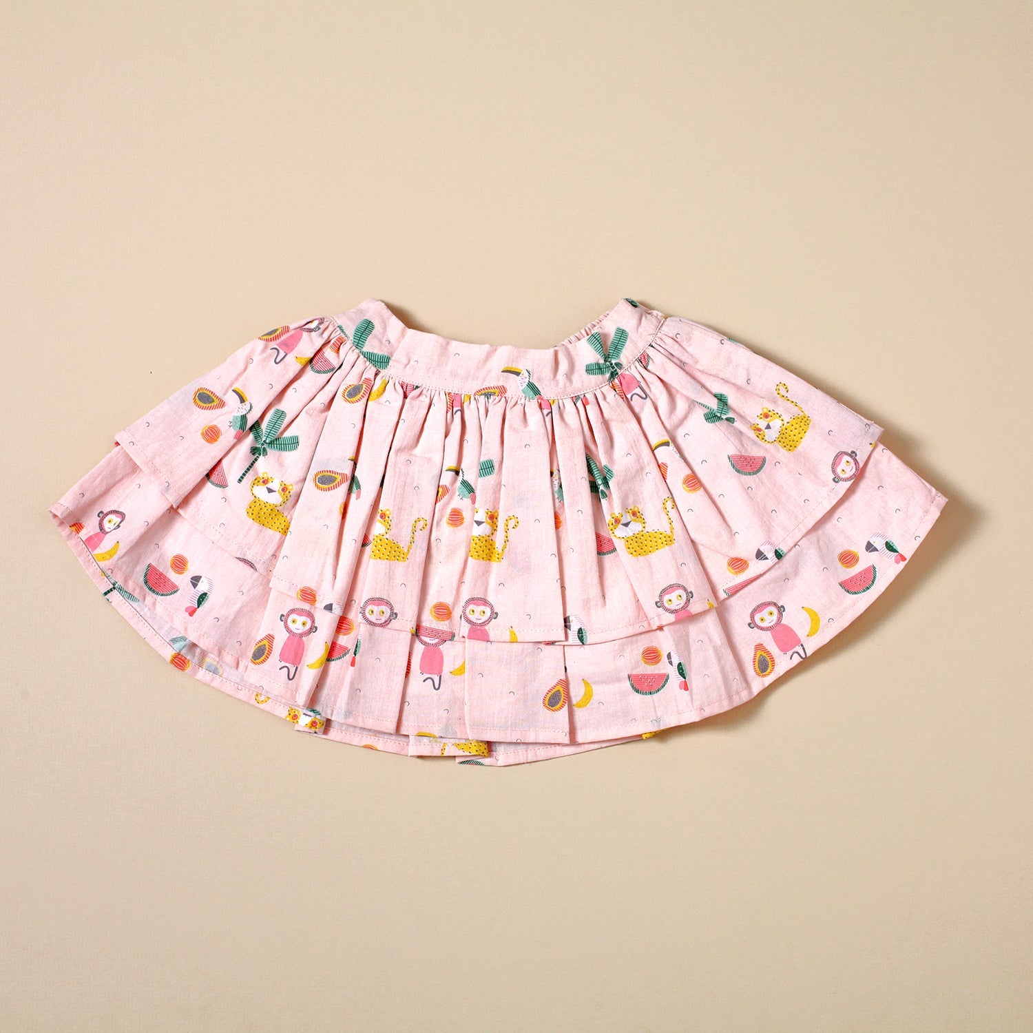 Two Tier Baby Skirt with Bow - Tropical Jungle (Organic Cotton)