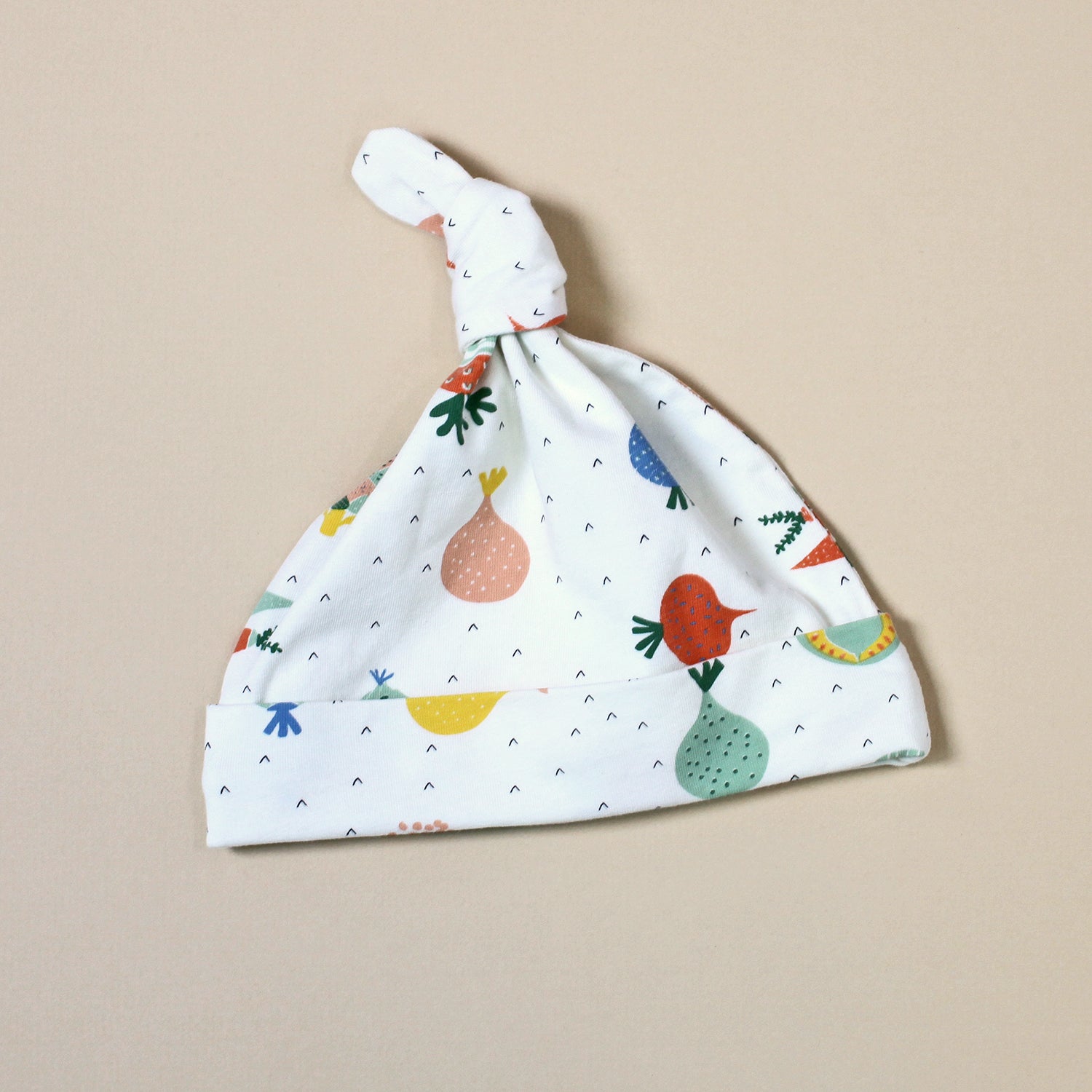 Organic Cotton Baby Knot Hat - Veggie Salad (2 Colors)
