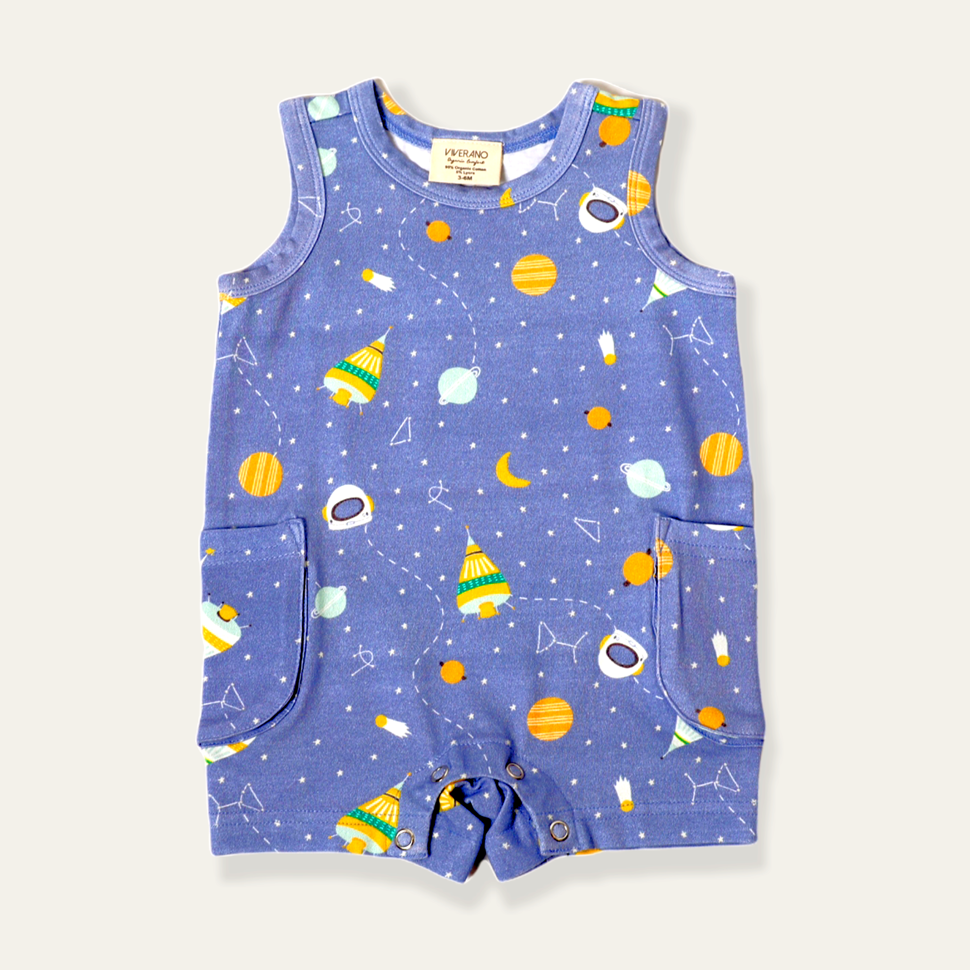Space Dream Side Pocket Shortie Romper (Organic Cotton)