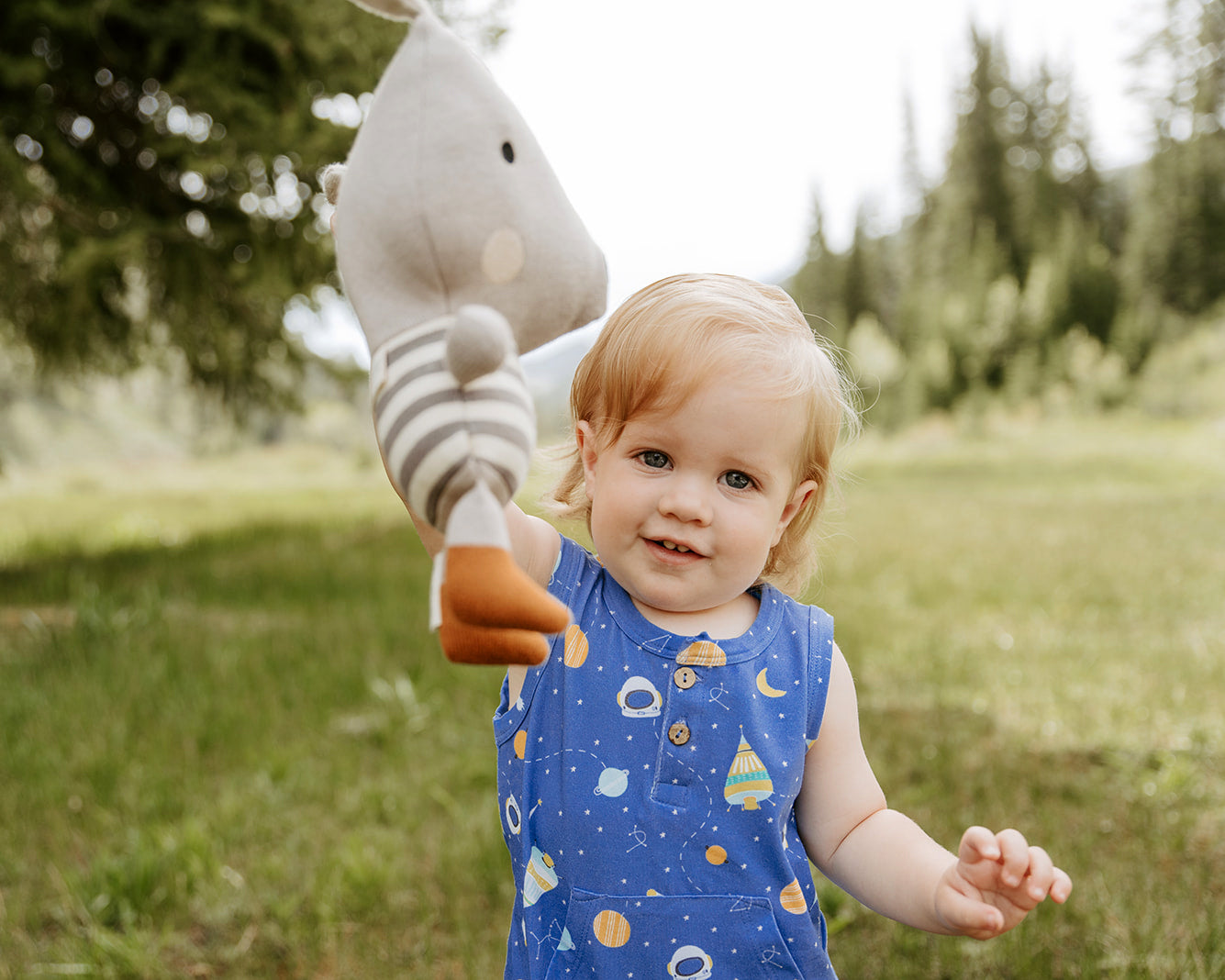 Space Dream Sleeveless Kangaroo Pocket Baby Jumpsuit Romper (Organic Cotton)