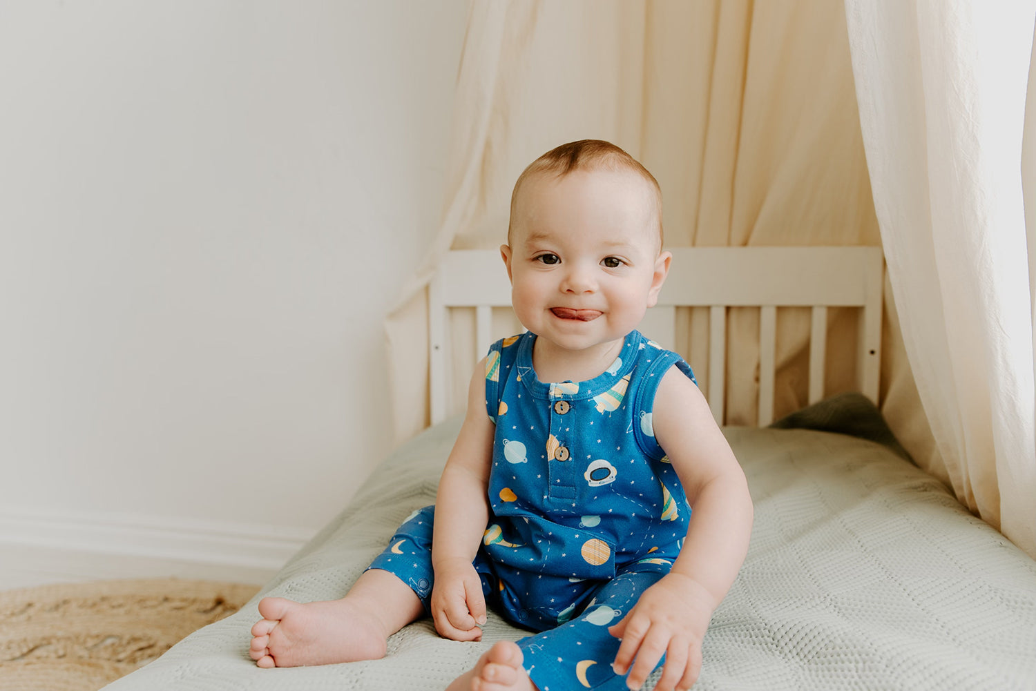 Space Dream Sleeveless Kangaroo Pocket Baby Jumpsuit Romper (Organic Cotton)