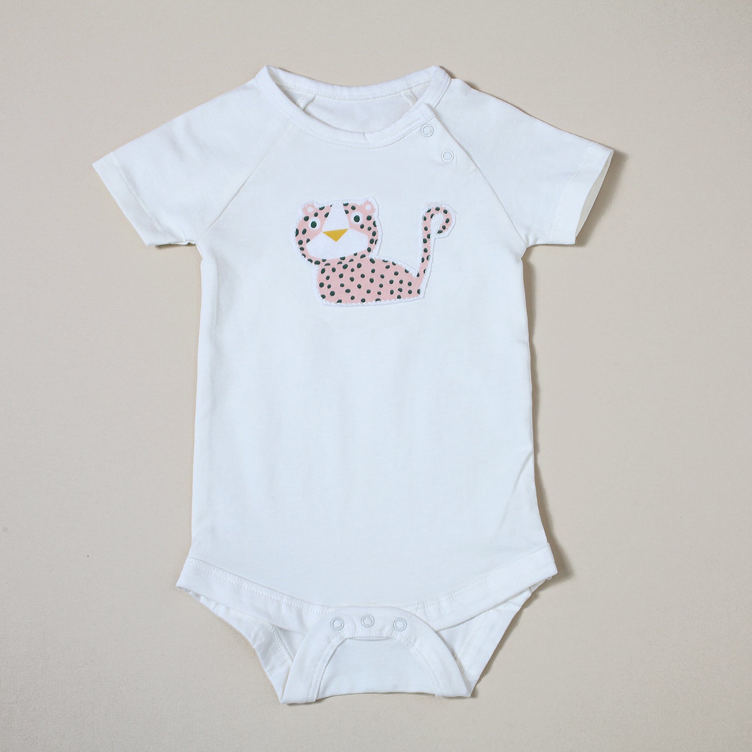 Organic Cotton Bodysuit with Leopard Applique - Tropical Jungle