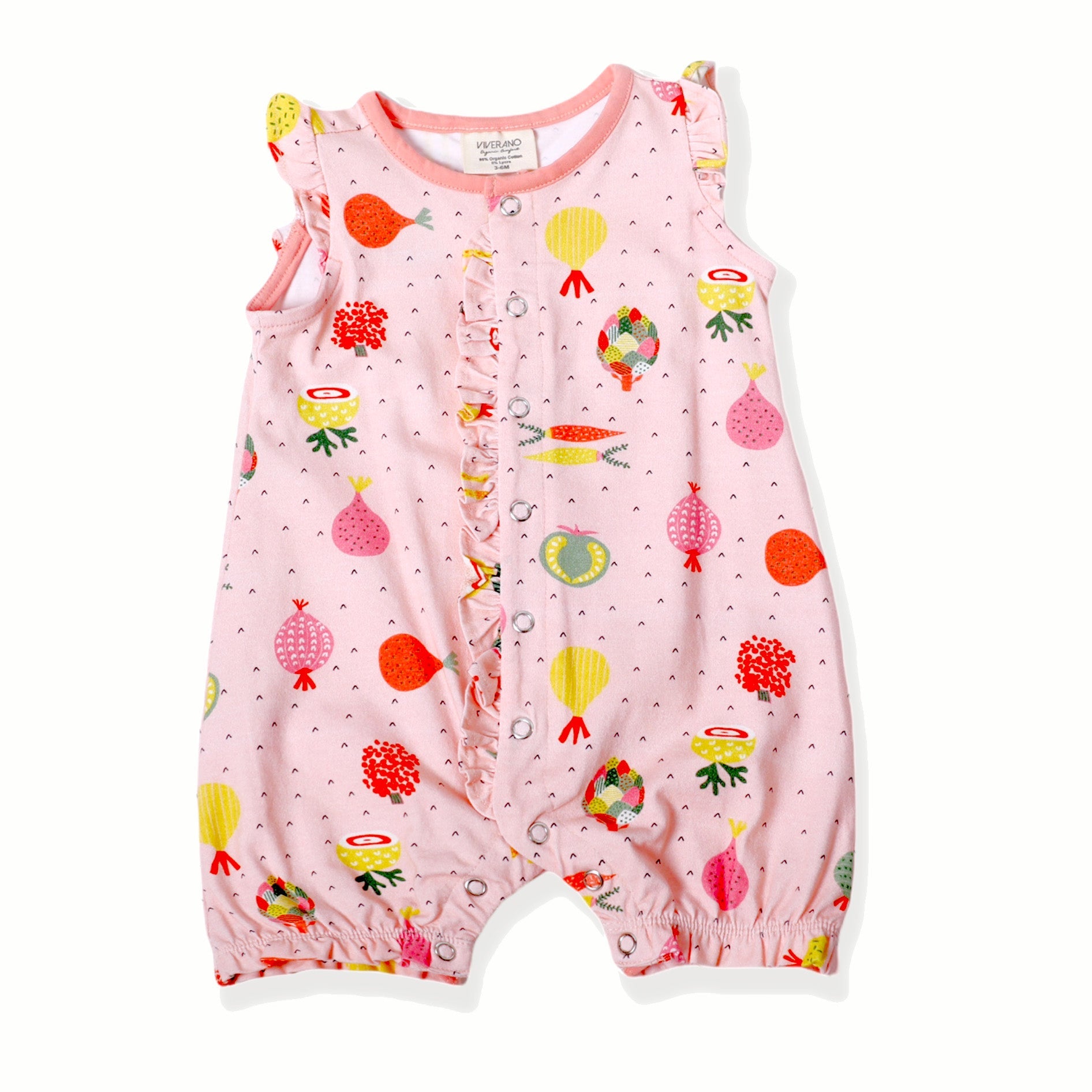 Veggie Salad Ruffle Front Short Romper